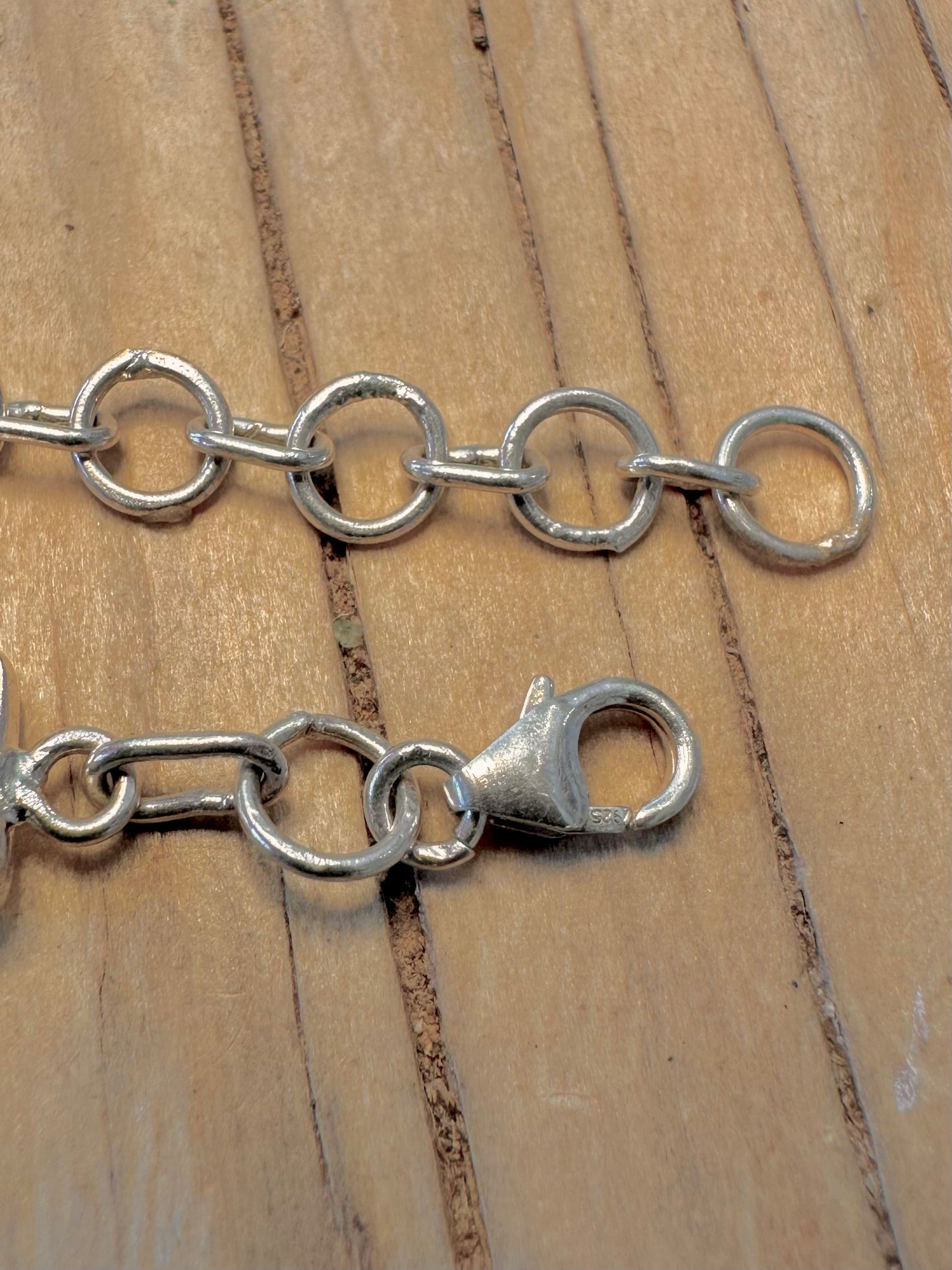 Vintage Moonstone Link 925 Silver 7 to 8 inch Bracelet