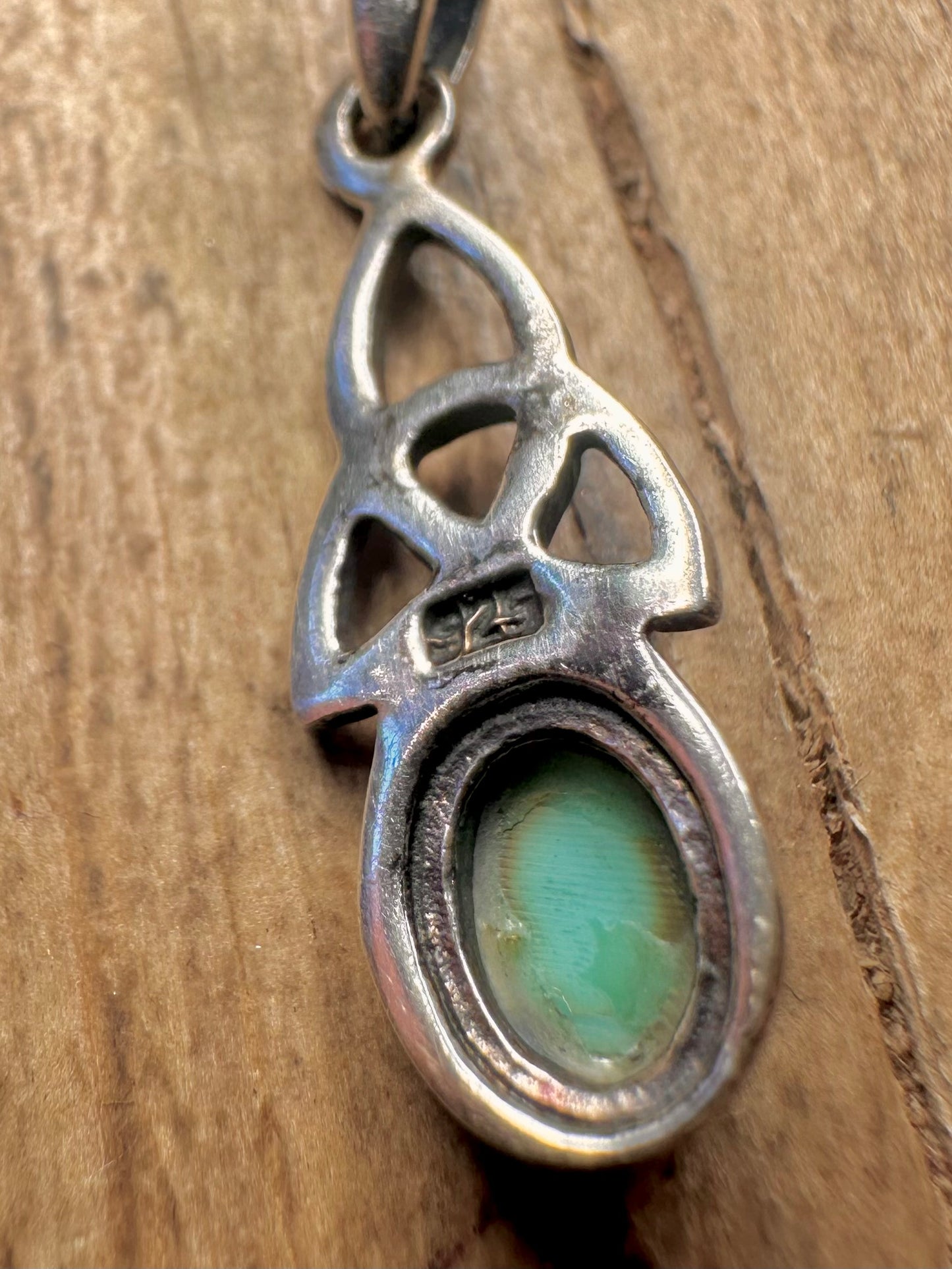 Vintage Celtic Turquoise 925 Sterling Silver Pendant