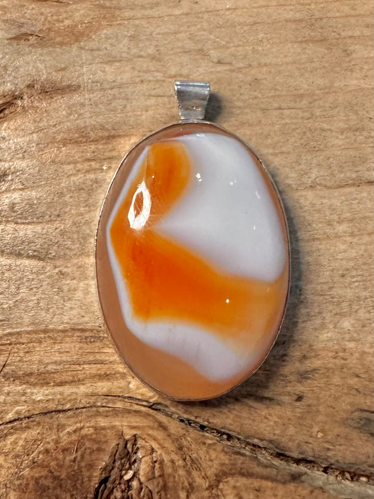 Handmade Rose Gold Agate 925 Silver Pendant