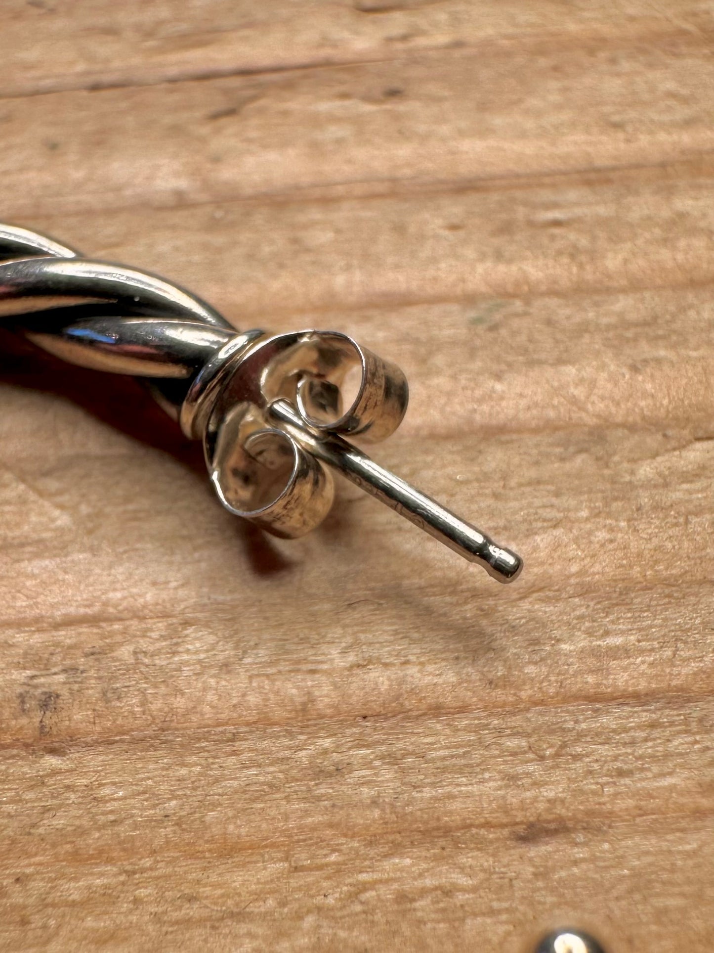 Vintage Twisted Half Hoops 925 Sterling Silver Earrings