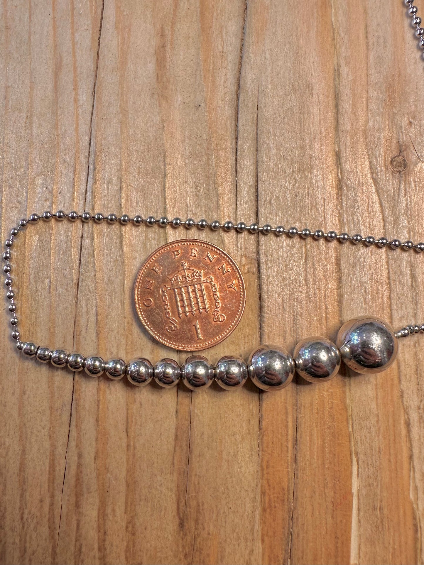 Modern Ball Chain Graduated 925 Sterling Silver 17.5 to 19.4 inch Necklace