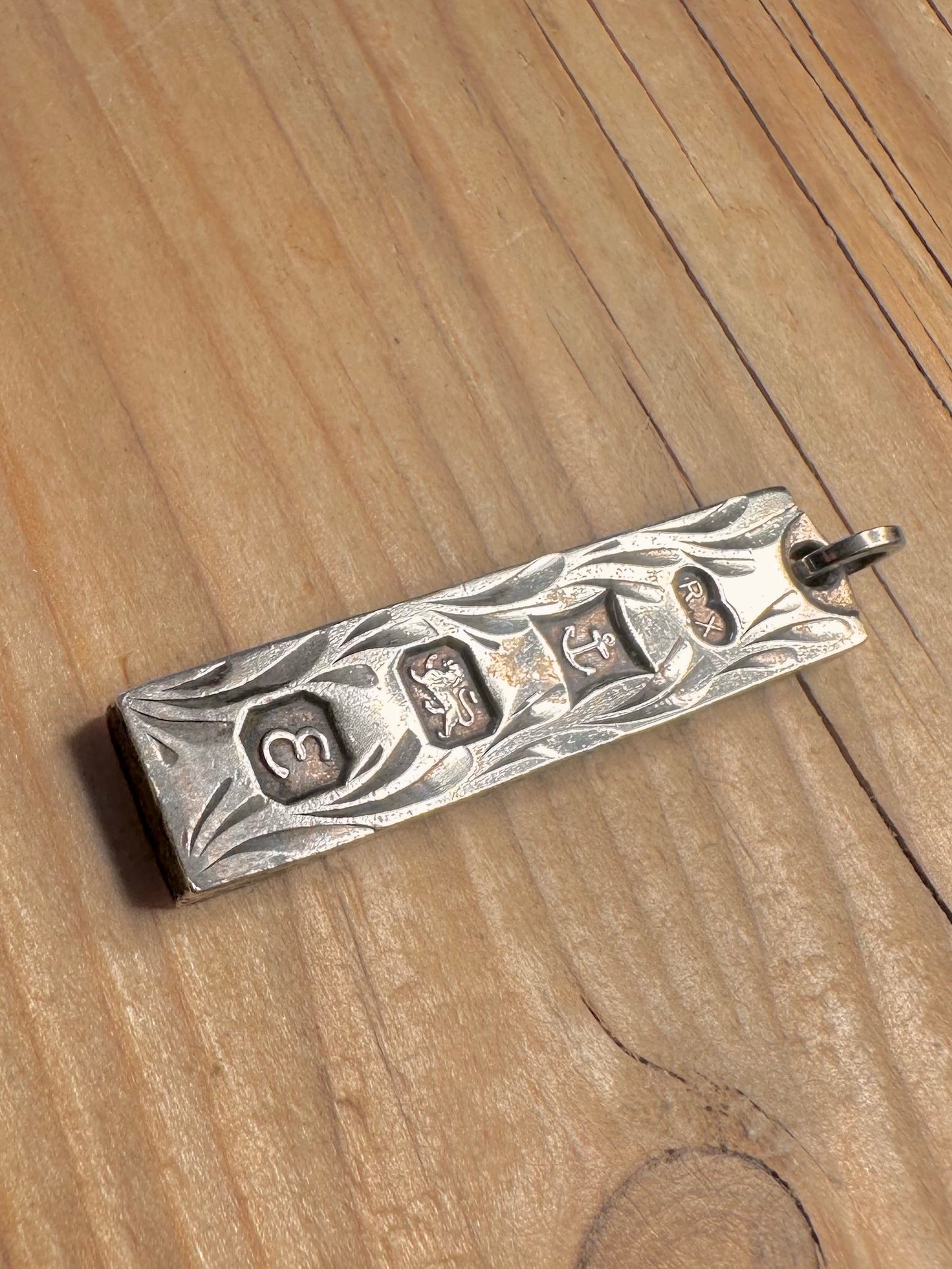 Vintage 1979 Engraved Ingot Birmingham 925 Sterling Silver Pendant
