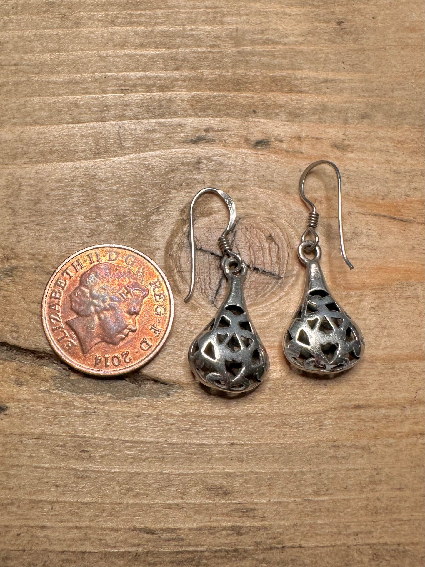 Vintage Filigree Dangle 925 Silver Earring