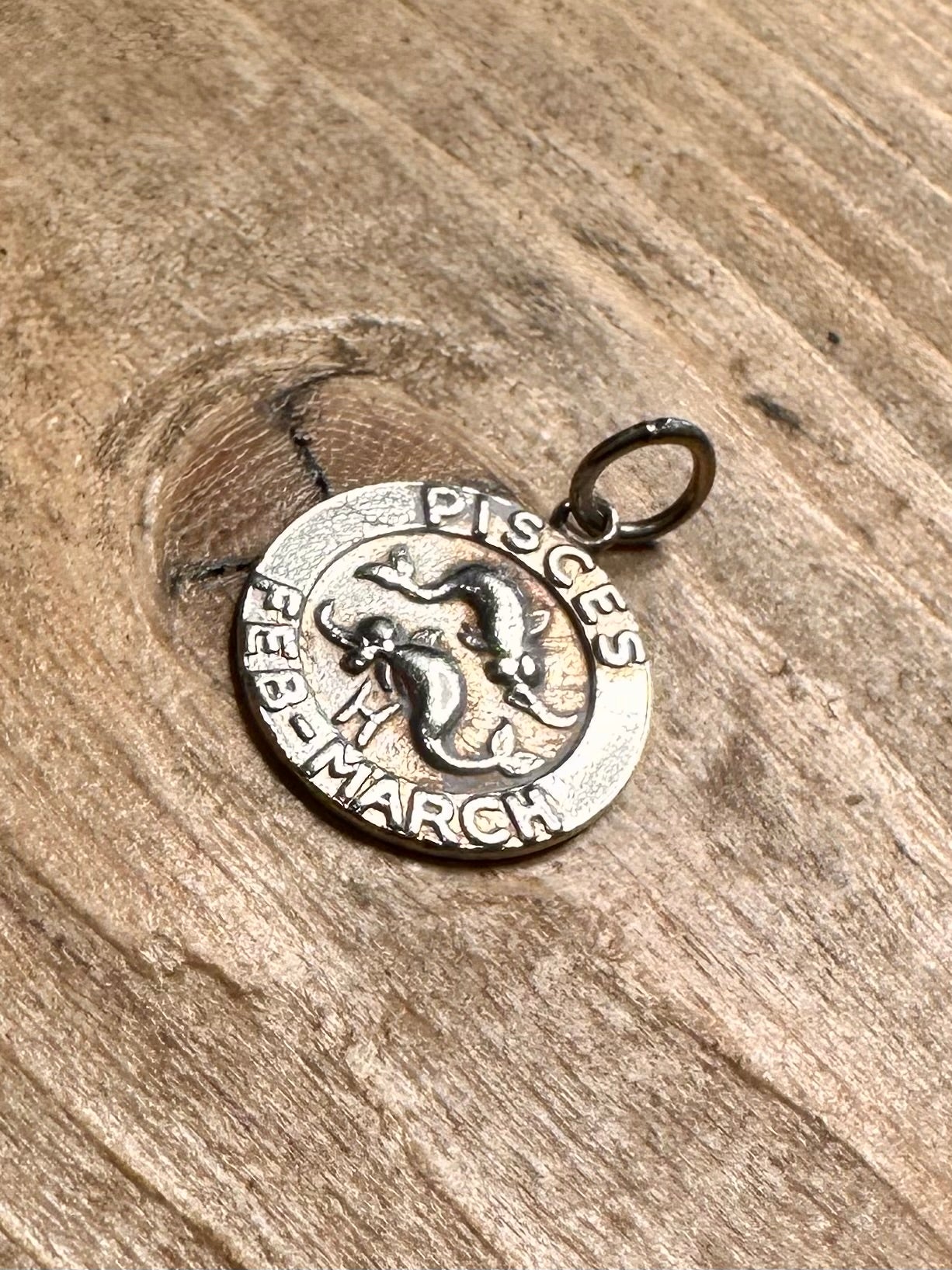 Vintage Pisces Circle 925 Silver Pendant