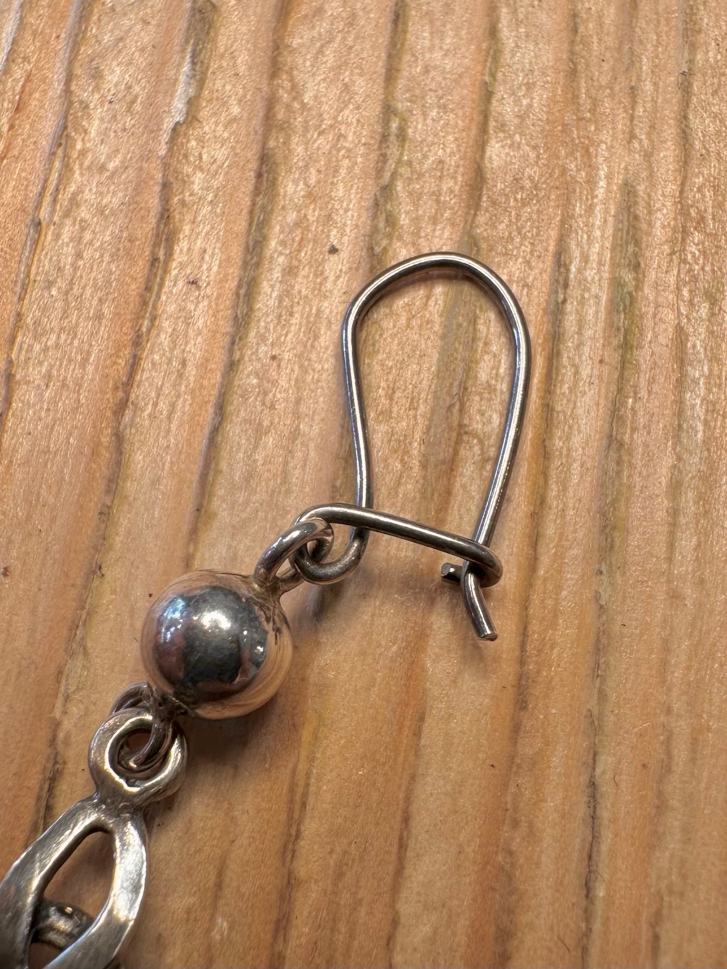 Vintage Amber Celtic Dangle 925 Sterling Silver Earrings