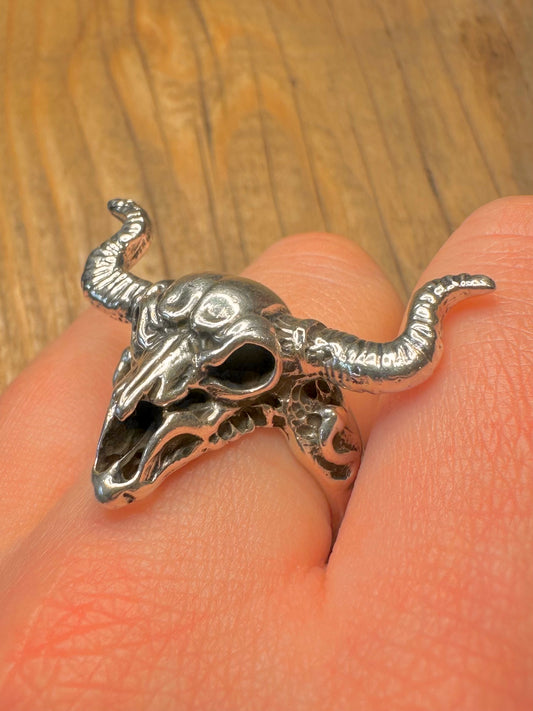 Vintage Ram Skull Head 925 Sterling Silver Silver Size V1/2 Ring