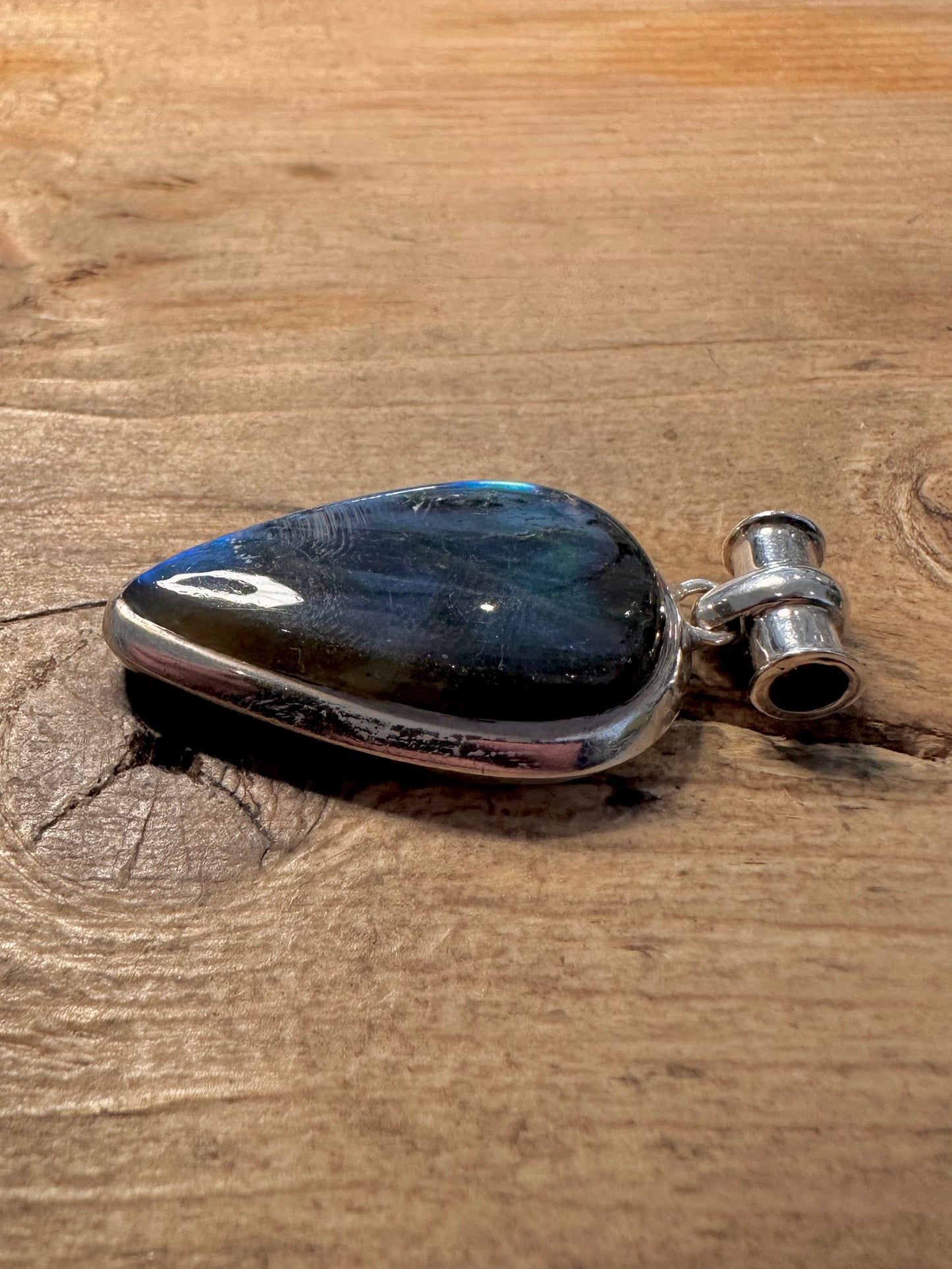 Vintage Labradorite Drop 925 Silver Pendant