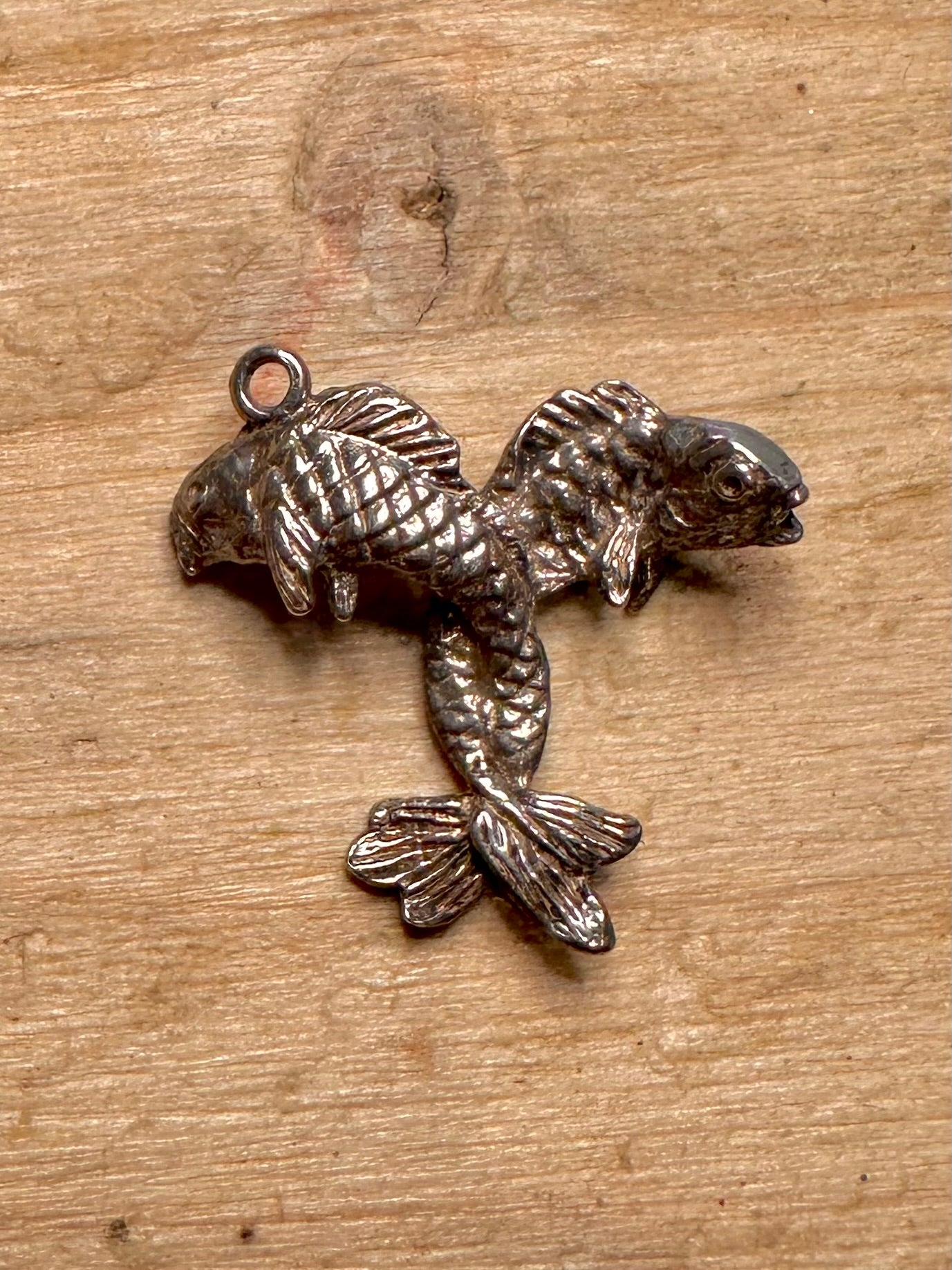 Vintage Double Fish 925 Silver Pendant