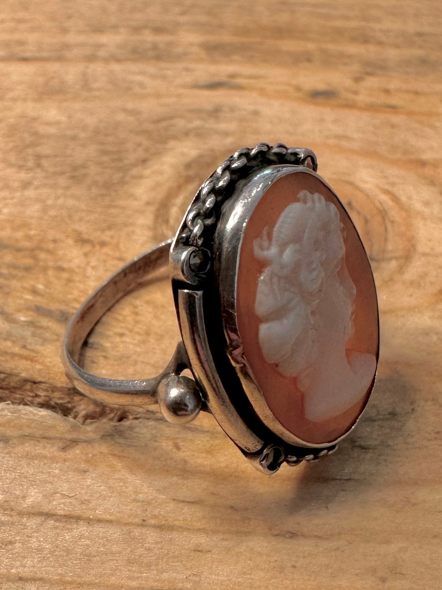 Vintage Cameo 925 Silver Size M Ring