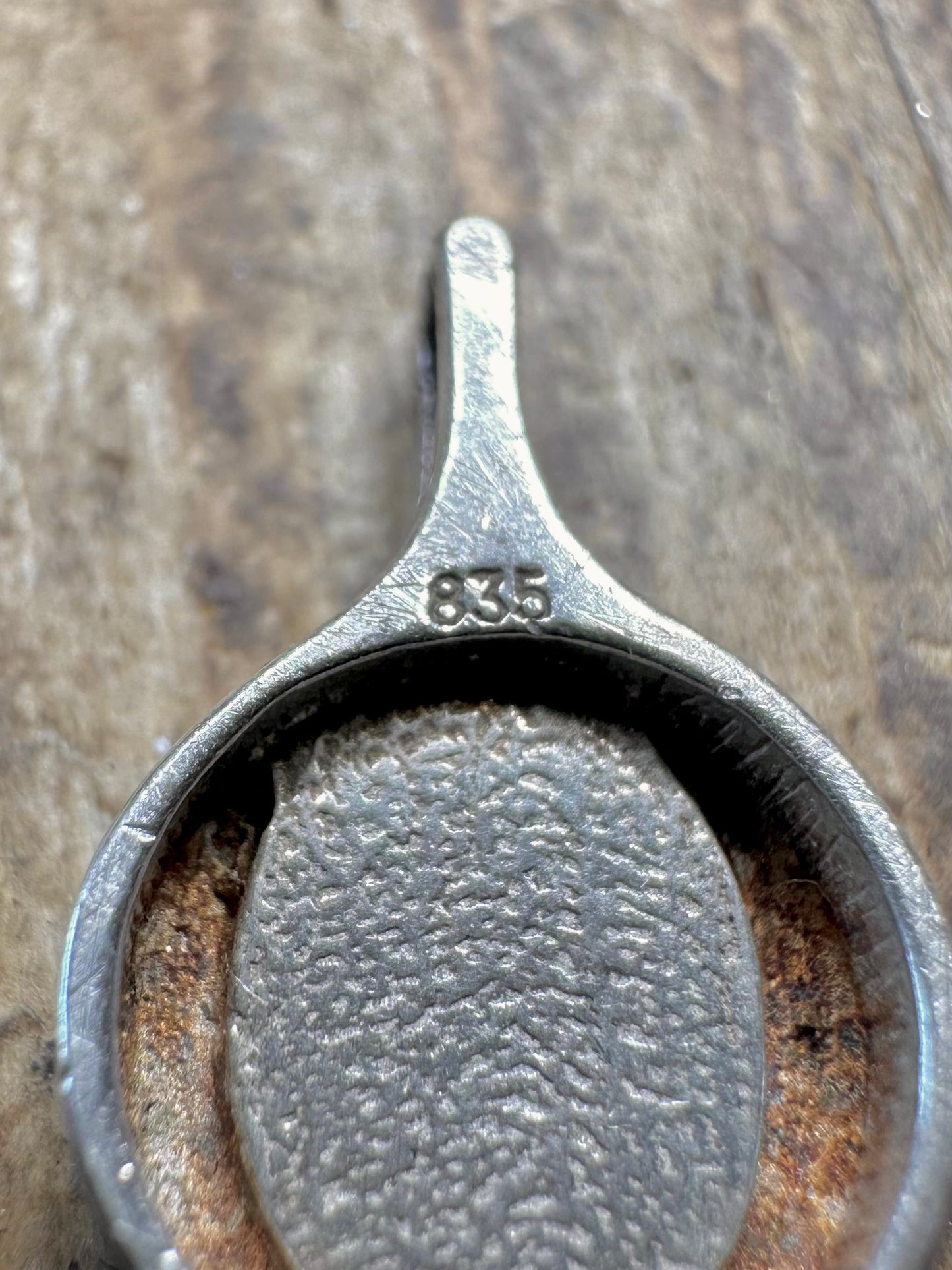 Modernist Orange Oval 835 Silver Pendant