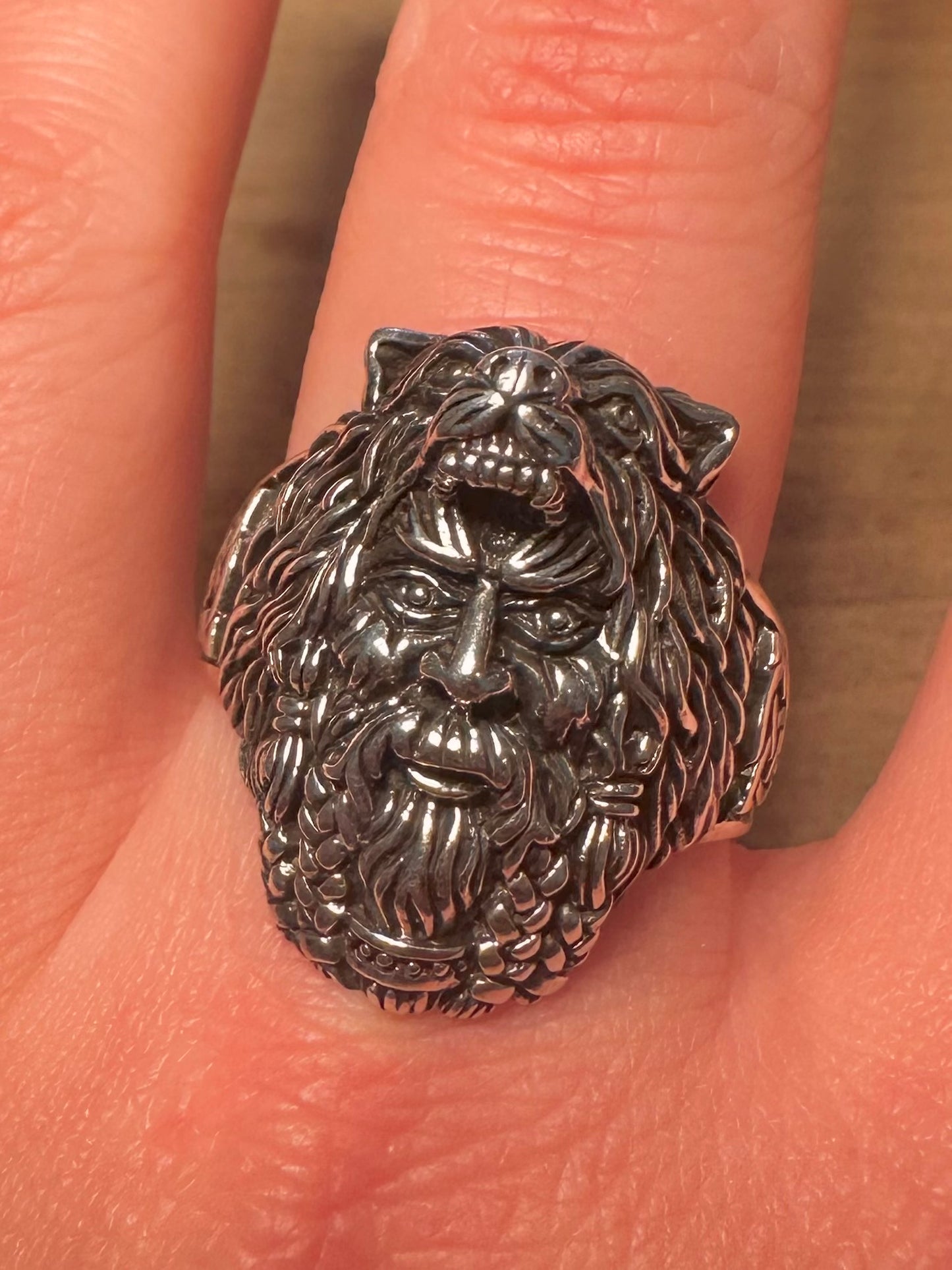 Vintage Viking Head Celtic 925 Silver Size Z Ring