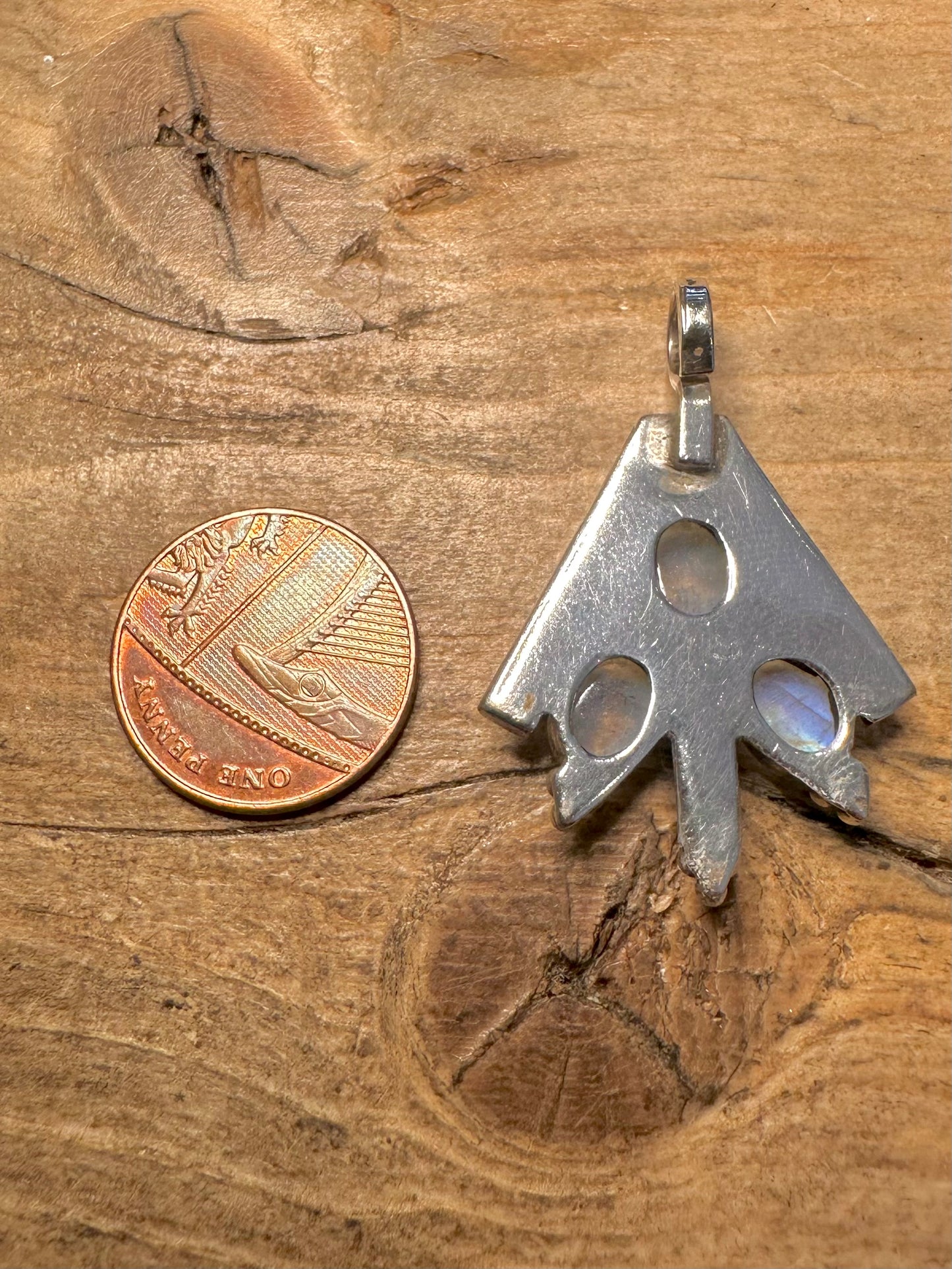 Abstract Moonstone Triangle 925 Silver Pendant