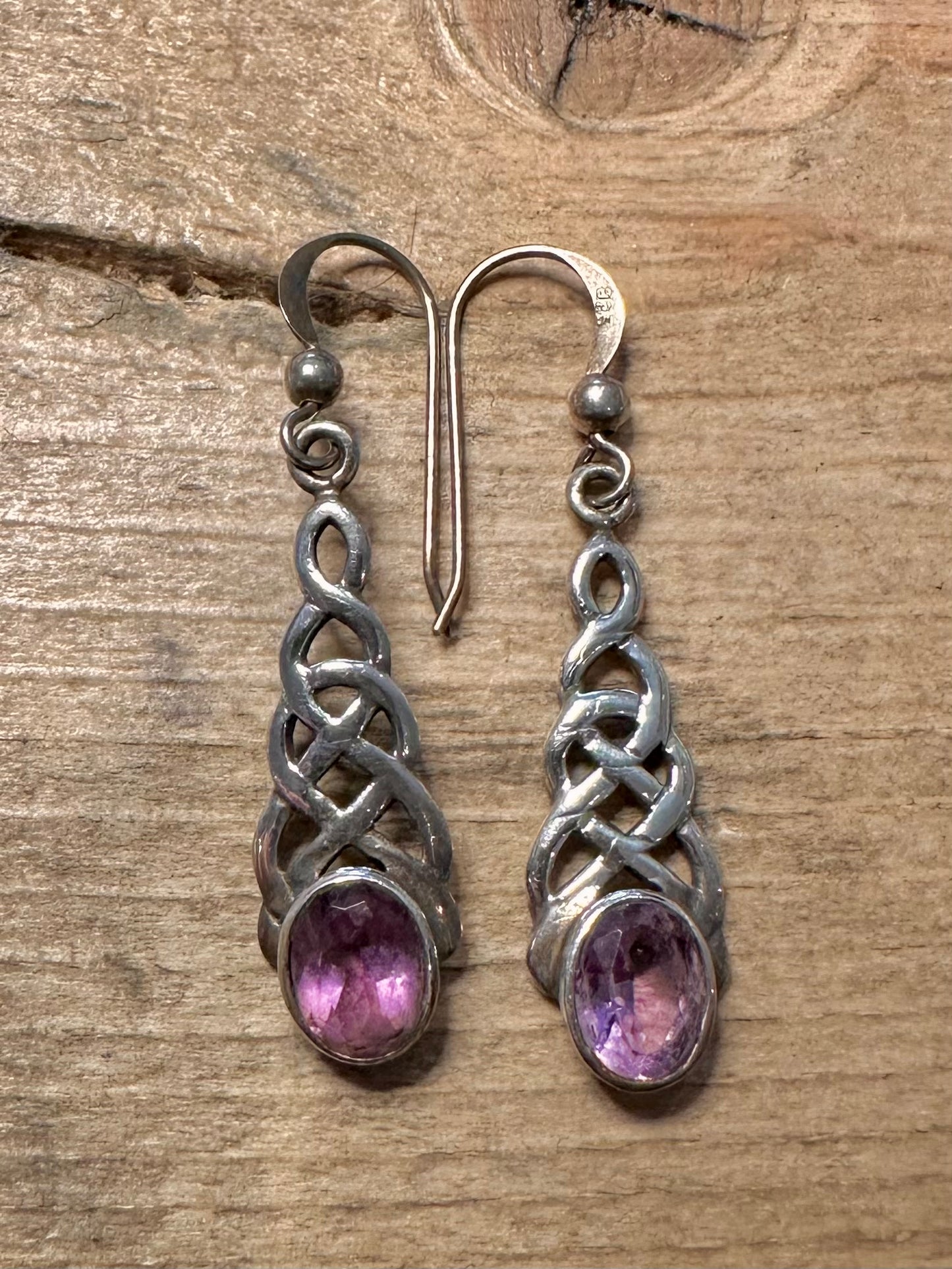 Vintage Kit Heath Amethyst 925 Silver Earrings
