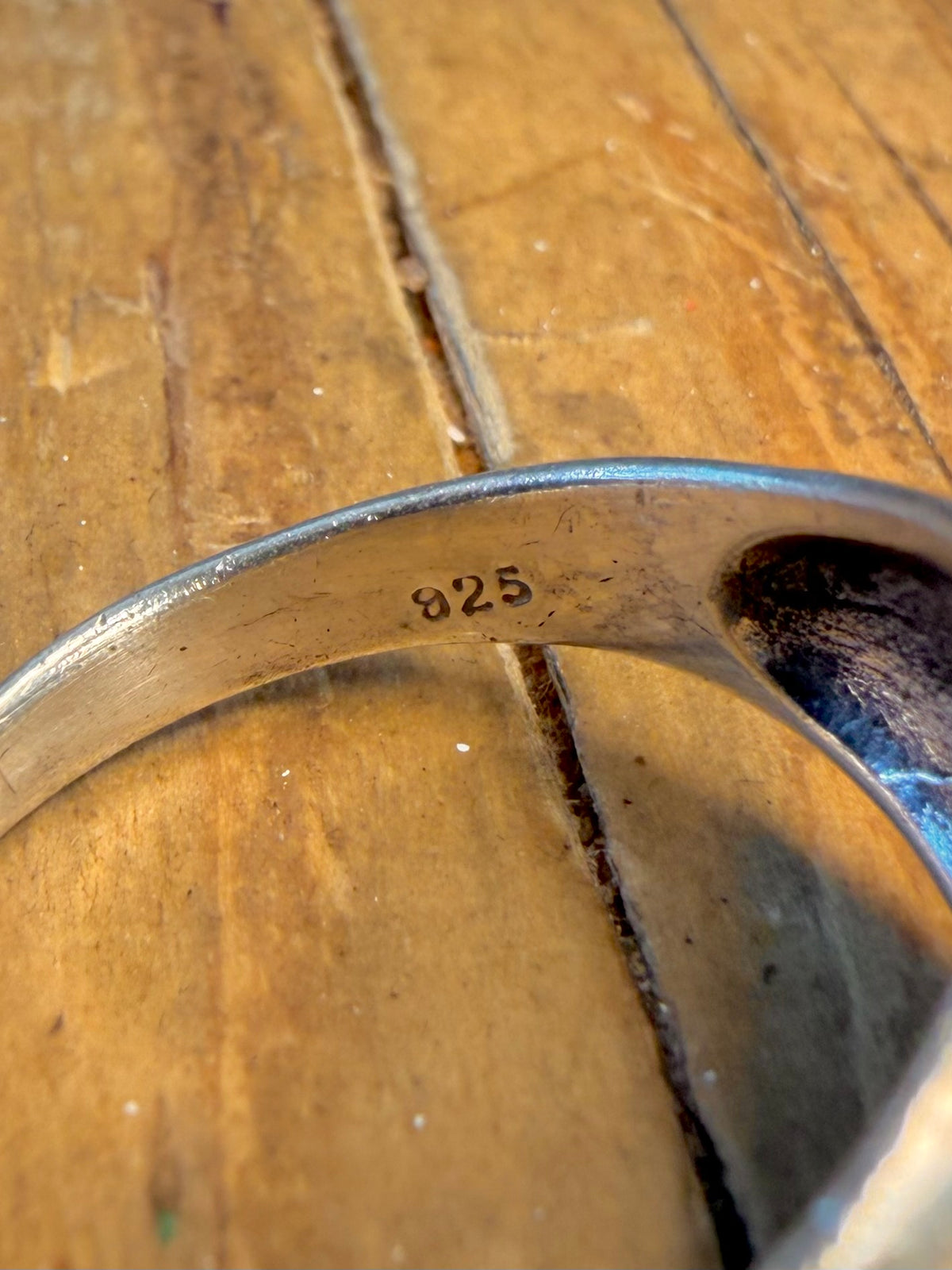 Black Circle Signet 925 Sterling Silver Size T Ring