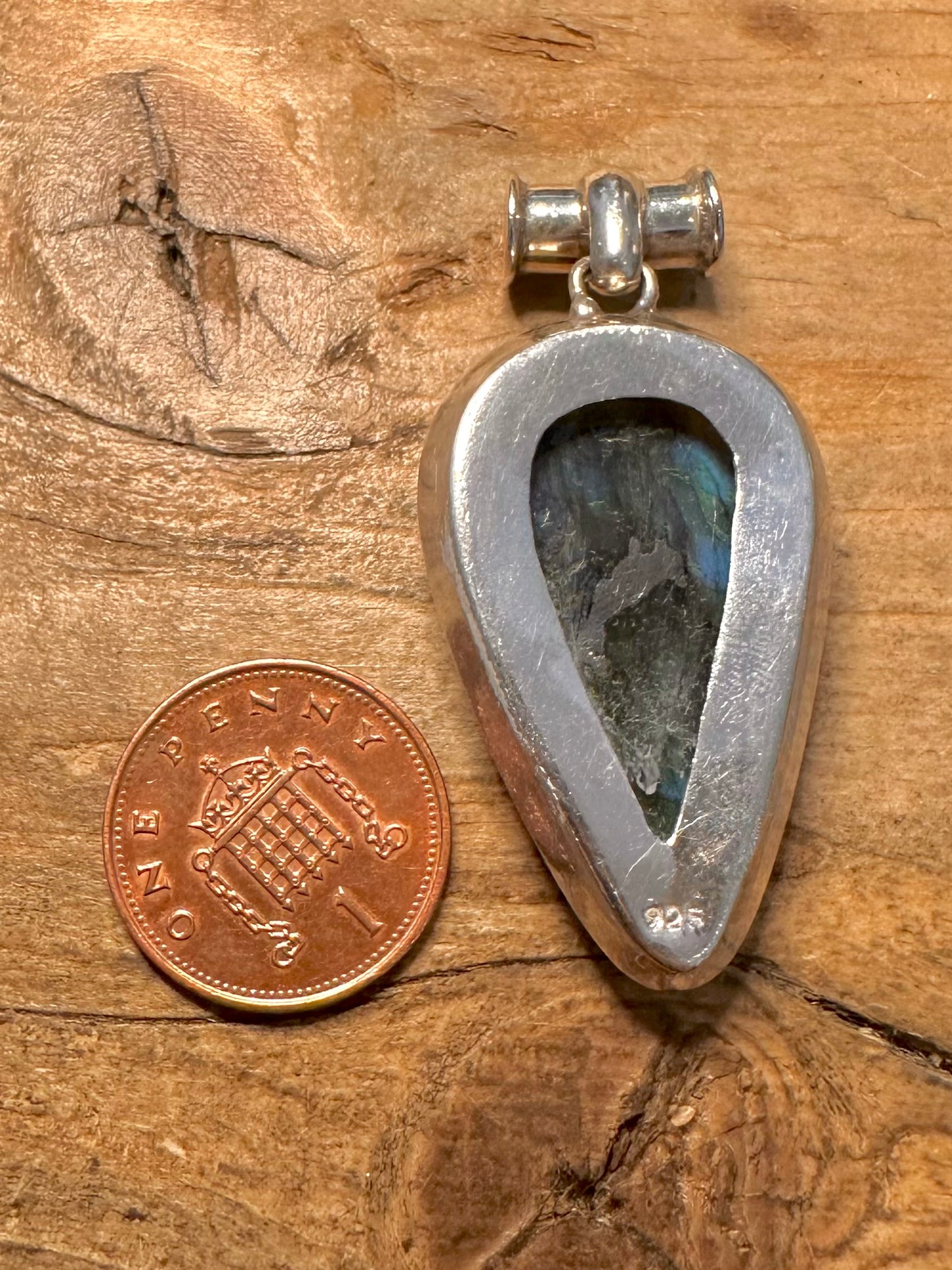 Vintage Labradorite Drop 925 Silver Pendant