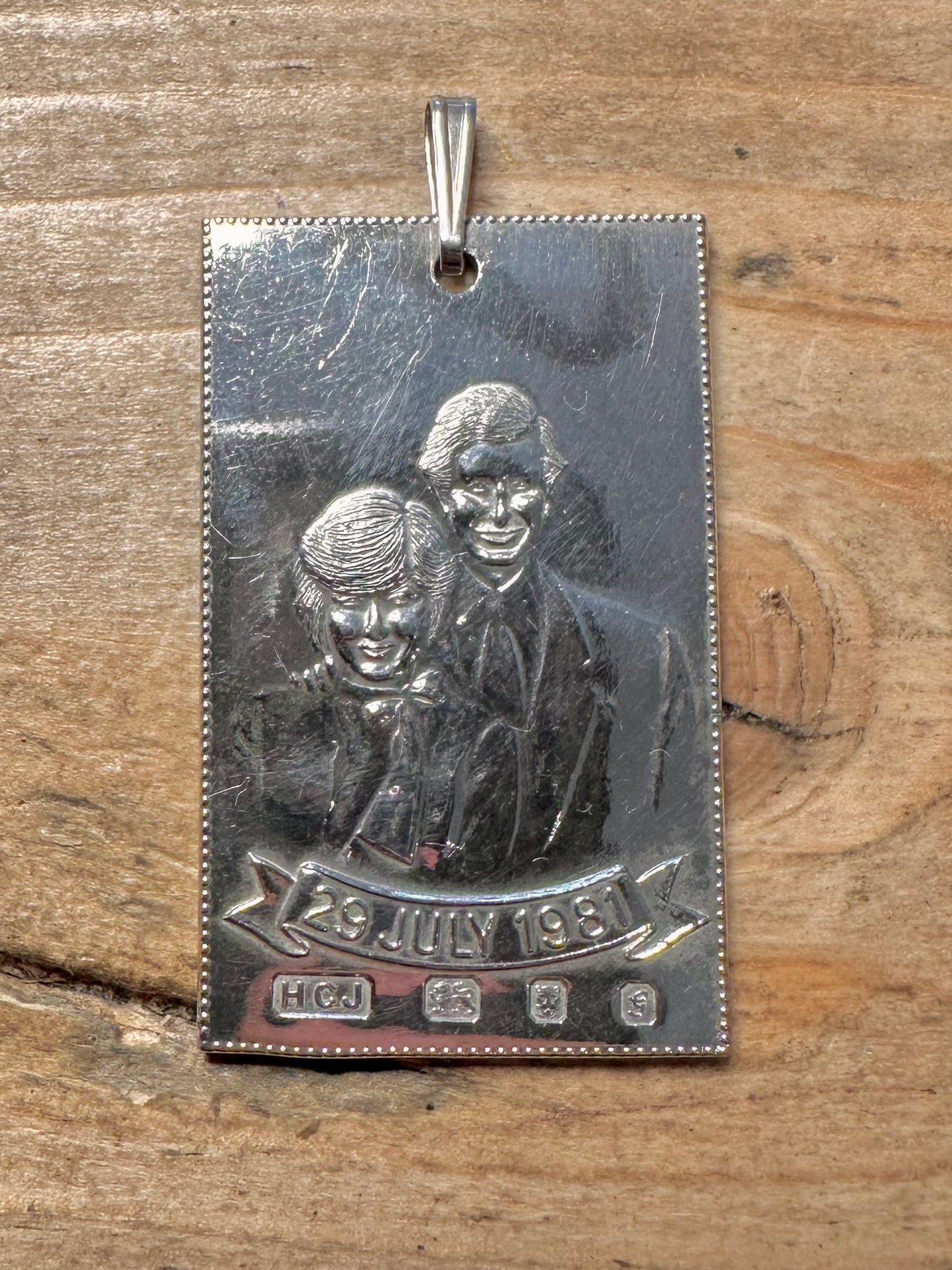 Vintage 1981 Charles and Diana Hallmarked 925 Silver Pendant