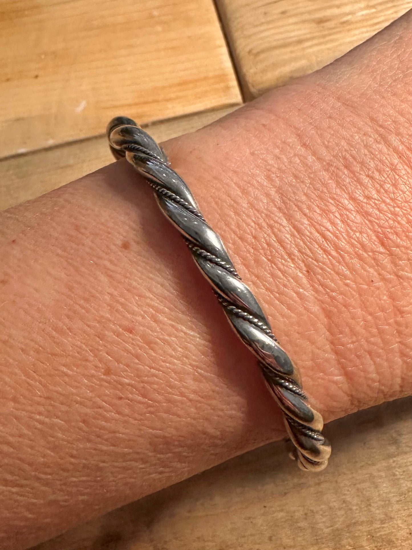 Vintage Chunky Twisted Boho 900 Silver Full Bangle