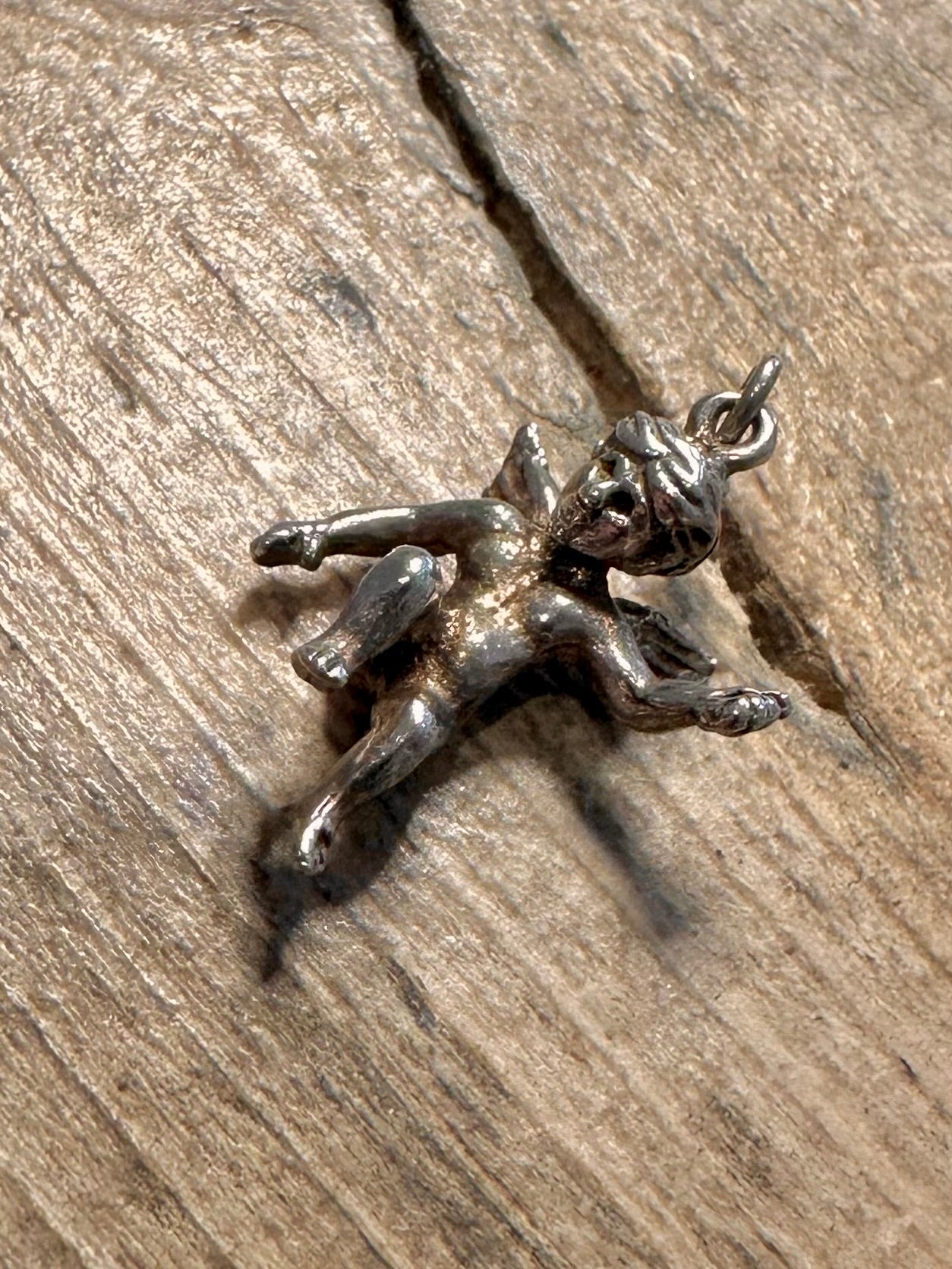 Vintage Cherub 925 Silver Charm Pendant