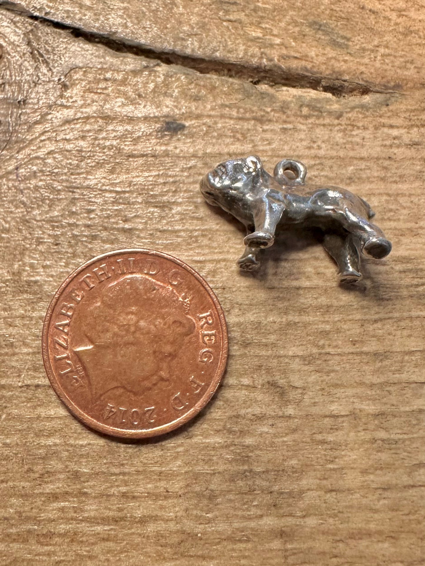 Vintage Bulldog 925 Silver Charm Pendant