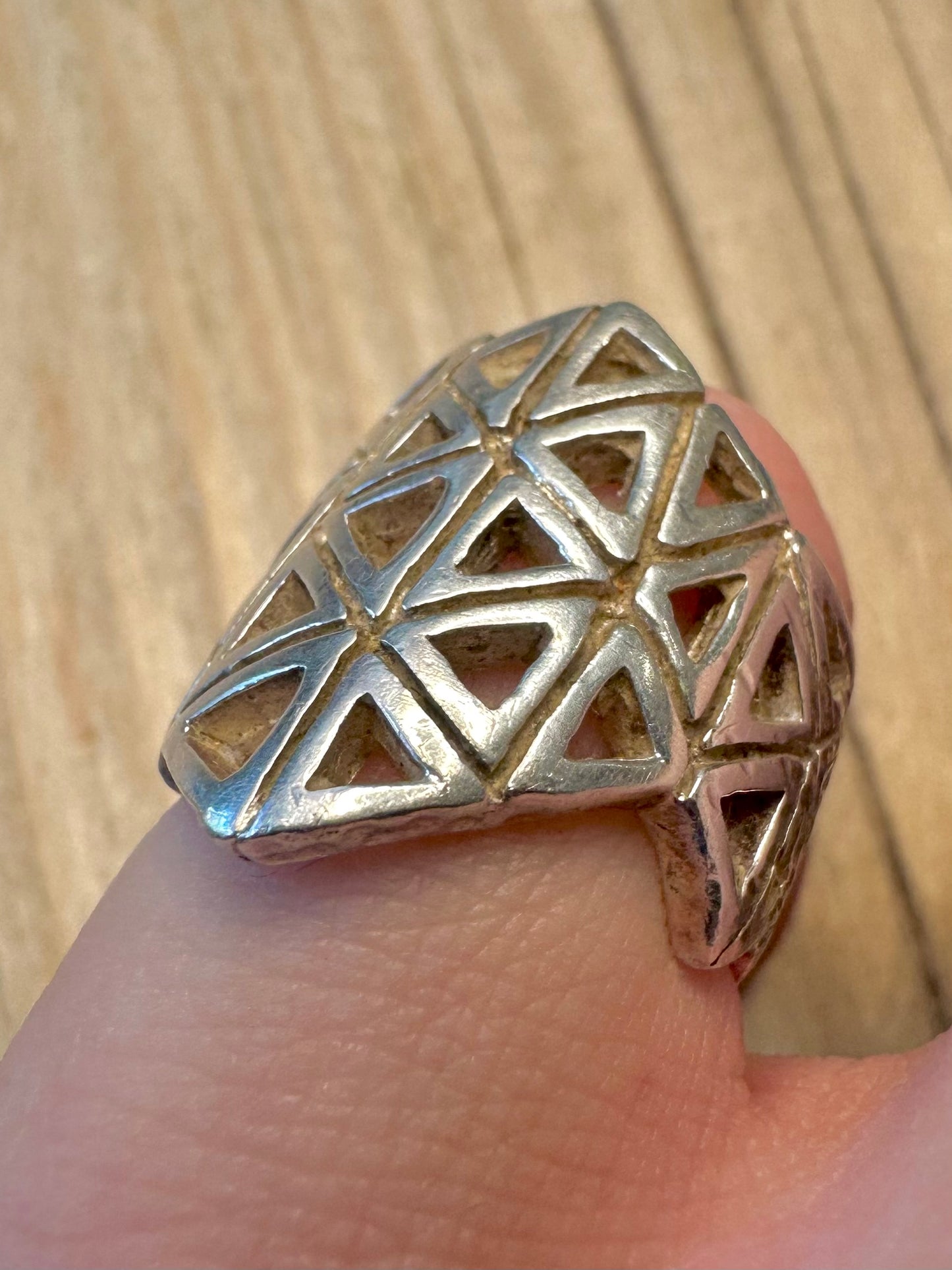 Abstract Geometric 925 Sterling Silver Size K1/2 Ring