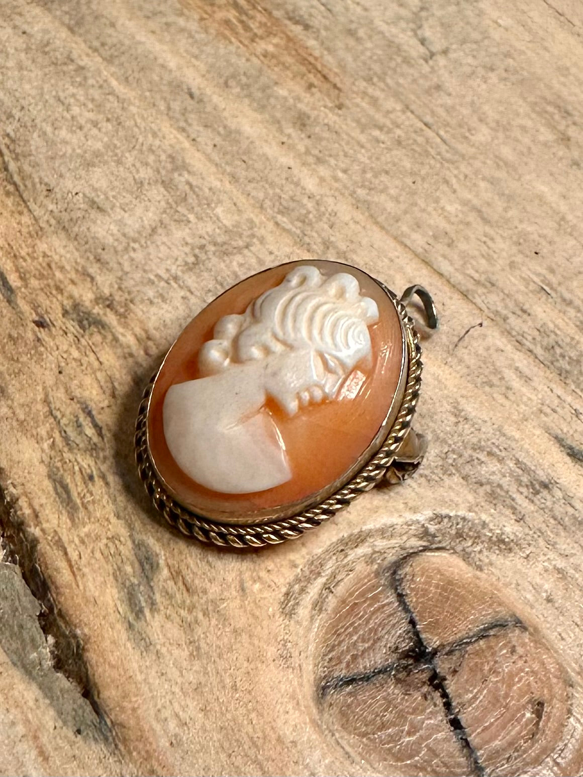 Vintage Cameo Gold 800 Silver Brooch Pendant