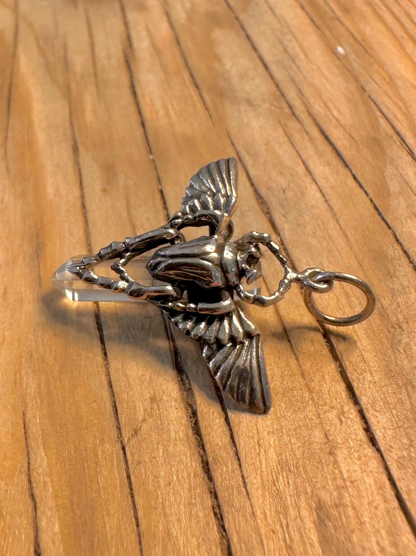 Vintage Scarab Quarts 925 Silver Pendant