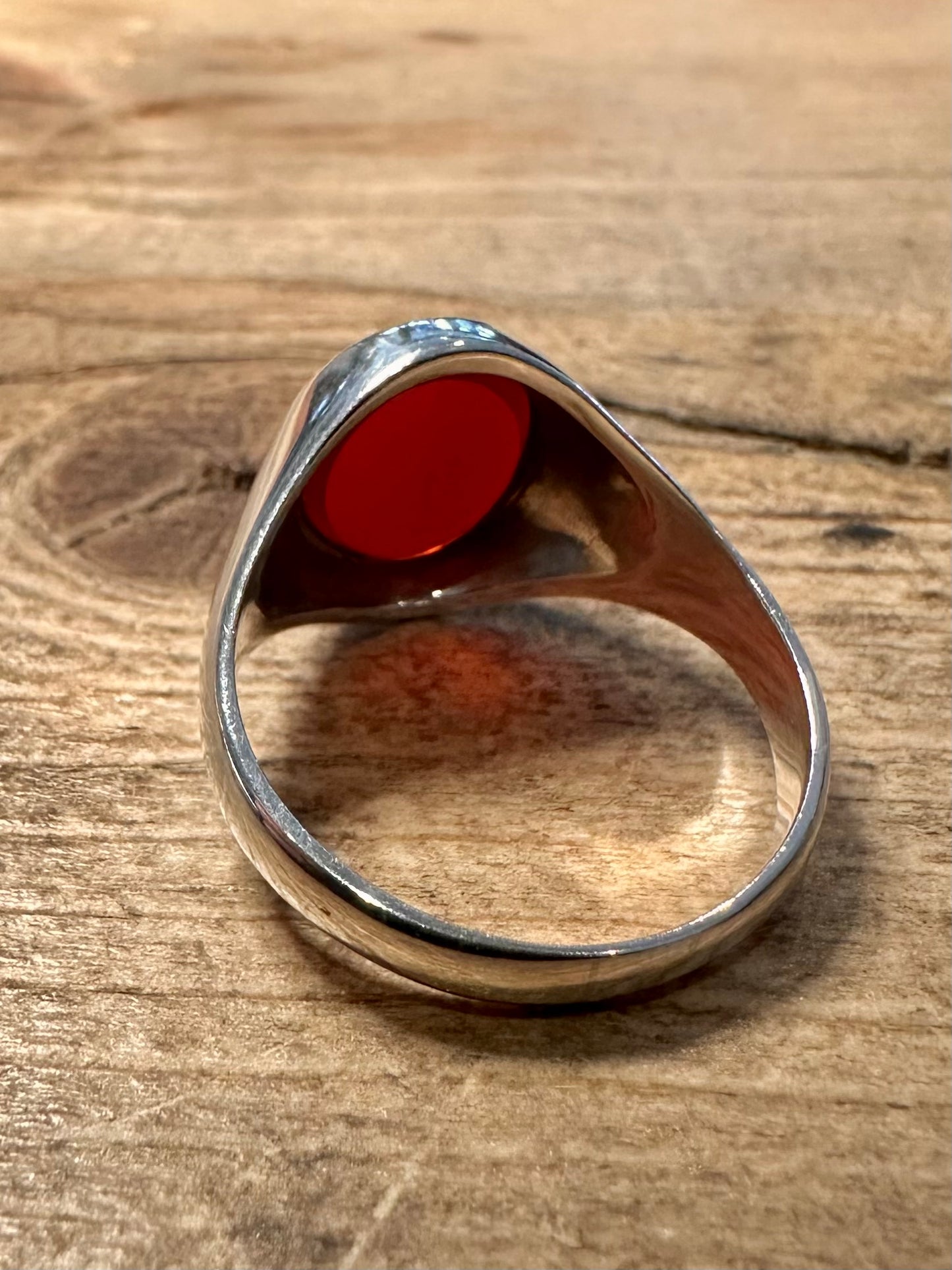 Vintage Carnelian Signet 925 Silver Size V1/2 Ring