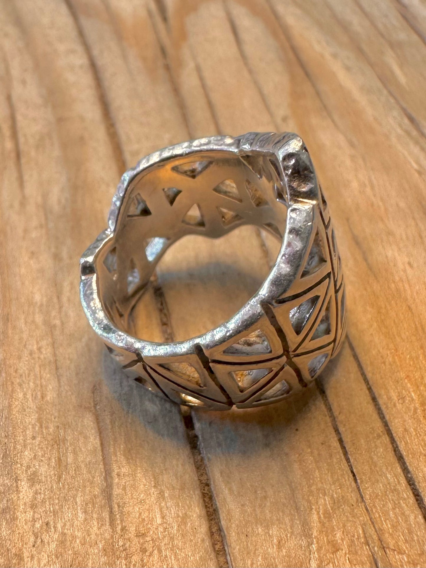 Abstract Geometric 925 Sterling Silver Size K1/2 Ring