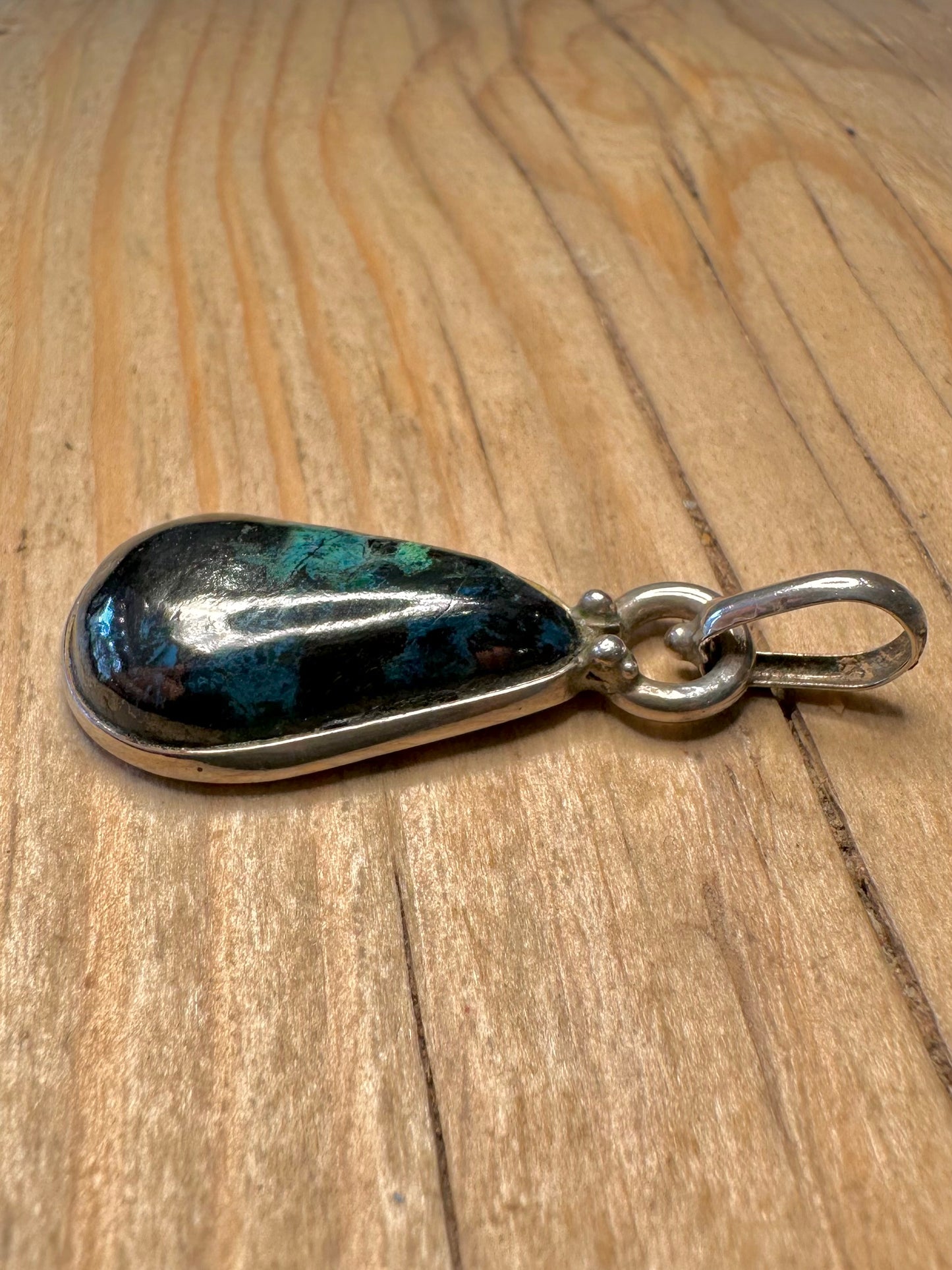 Vintage Polished Turquoise 925 Sterling Silver Pendant