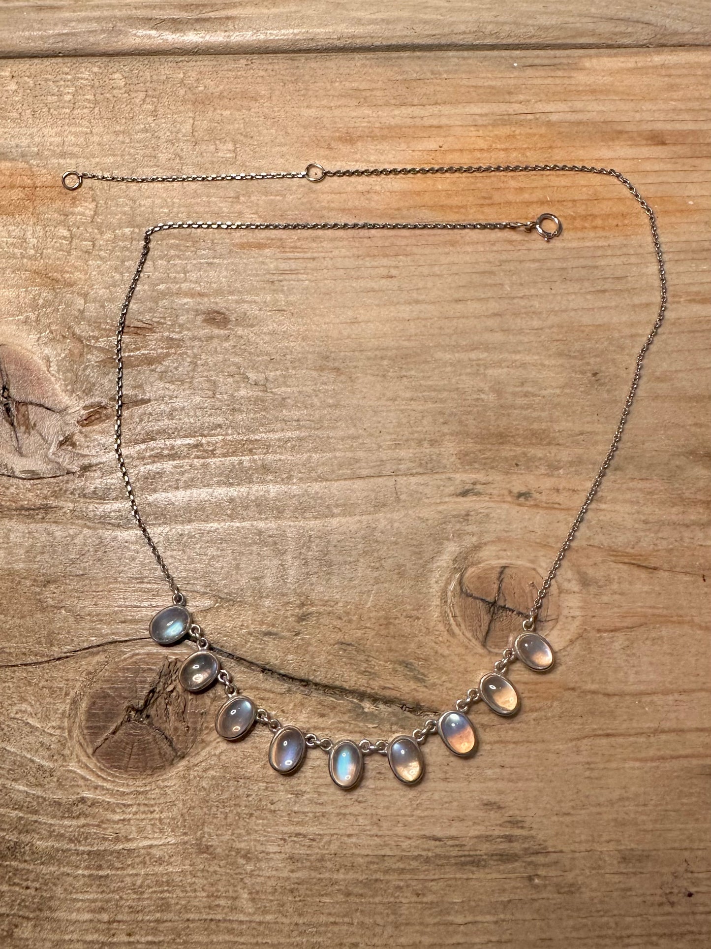 Vintage Moonstone Chain 925 Silver 16 to 18 inch Necklace