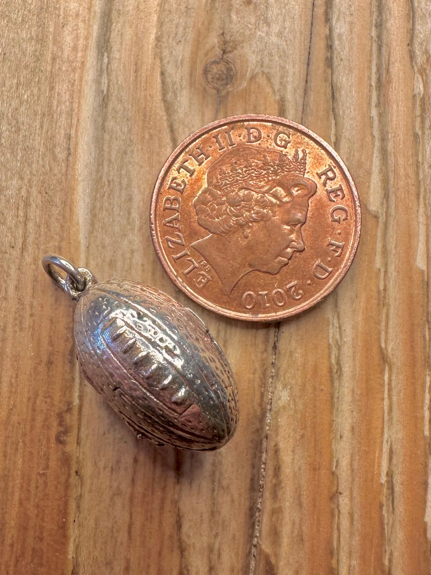 Vintage Rugby Ball Opens 925 Sterling Silver Charm Pendant