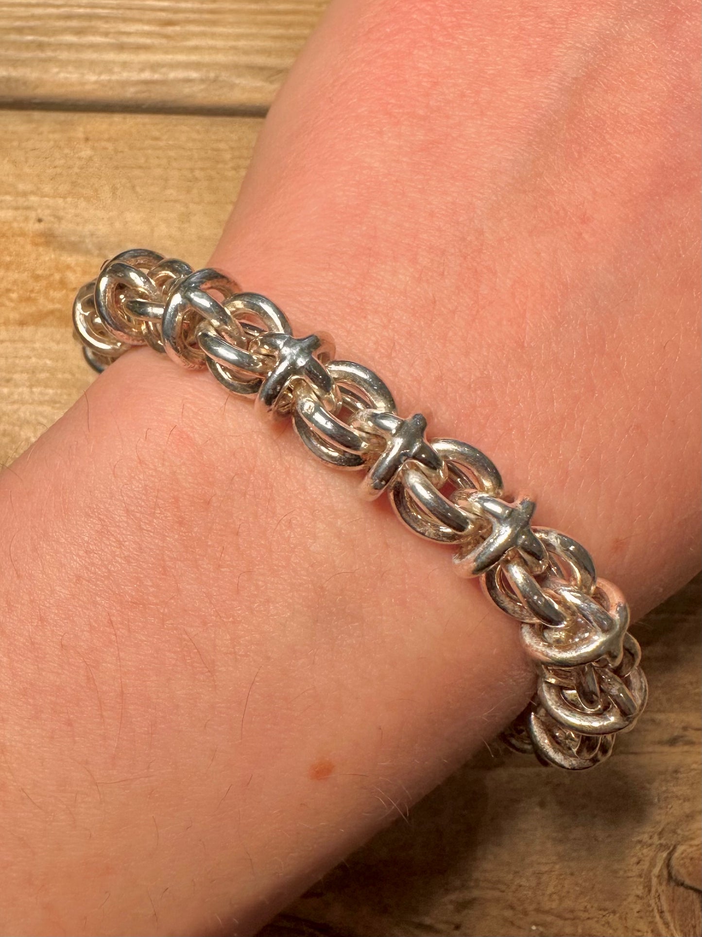 Vintage Chunky Unique Link 925 Silver 8.3 inch Bracelet