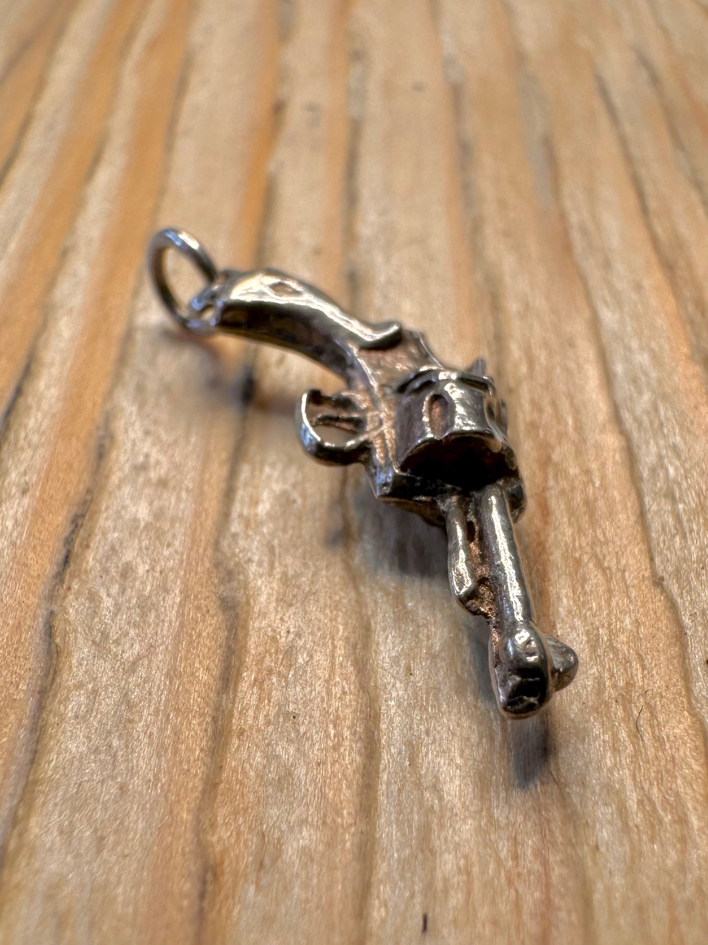 Vintage Revolver 925 Sterling Silver Charm Pendant