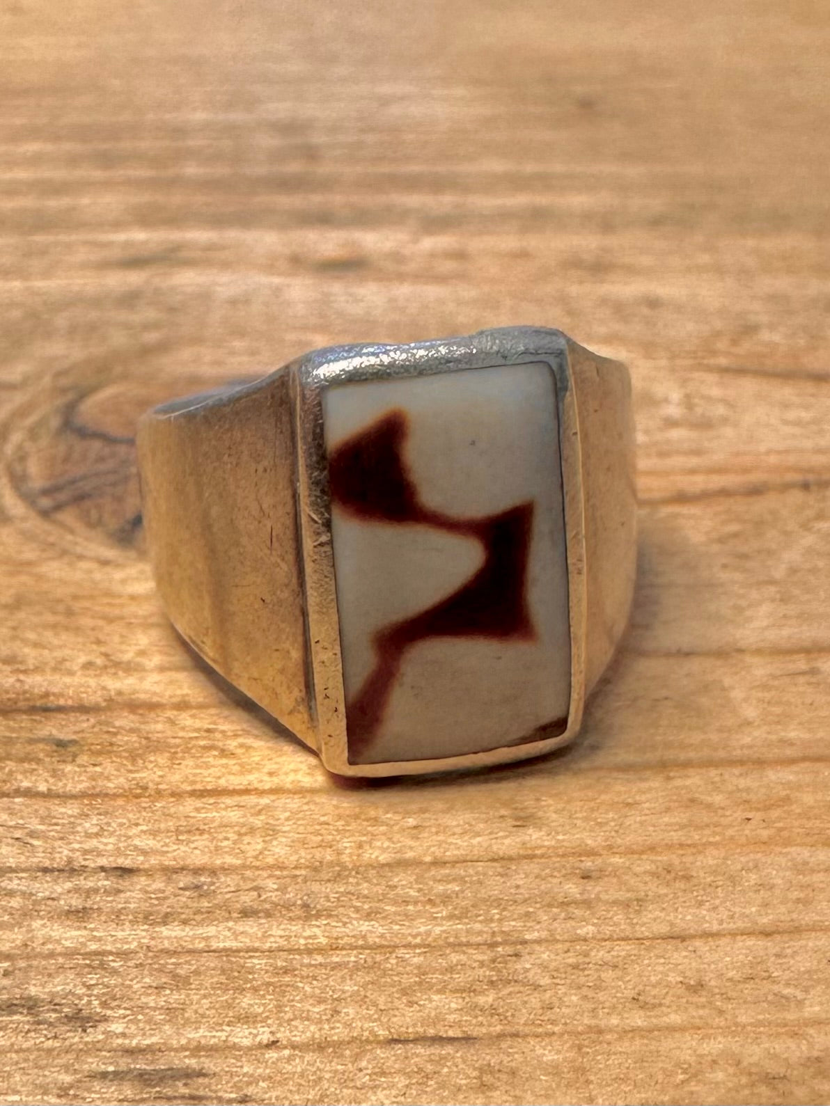 Modernist Jasper Rectangle 925 Silver Size M Ring