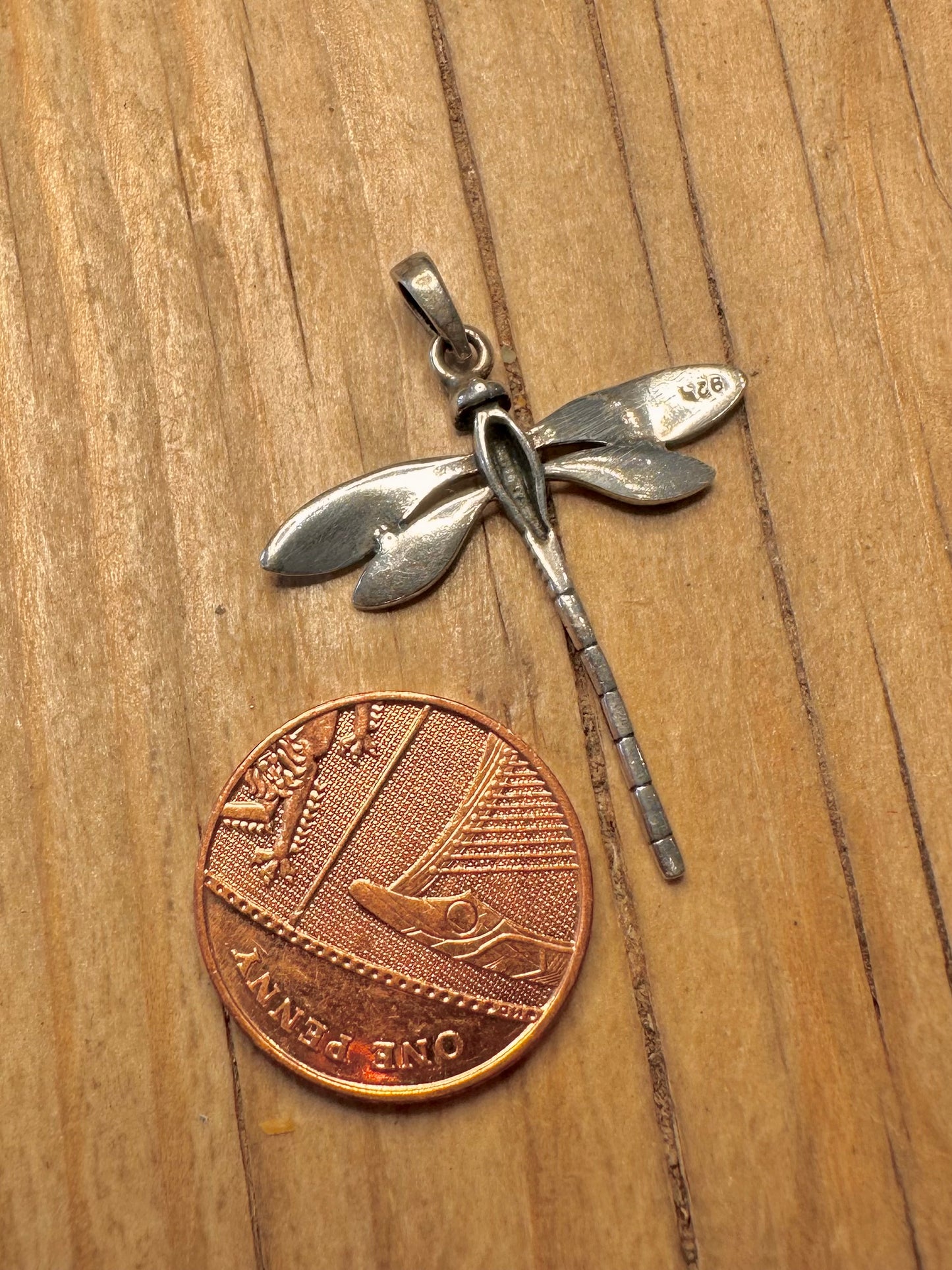 Vintage Dragonfly 925 Sterling Silver Pendant