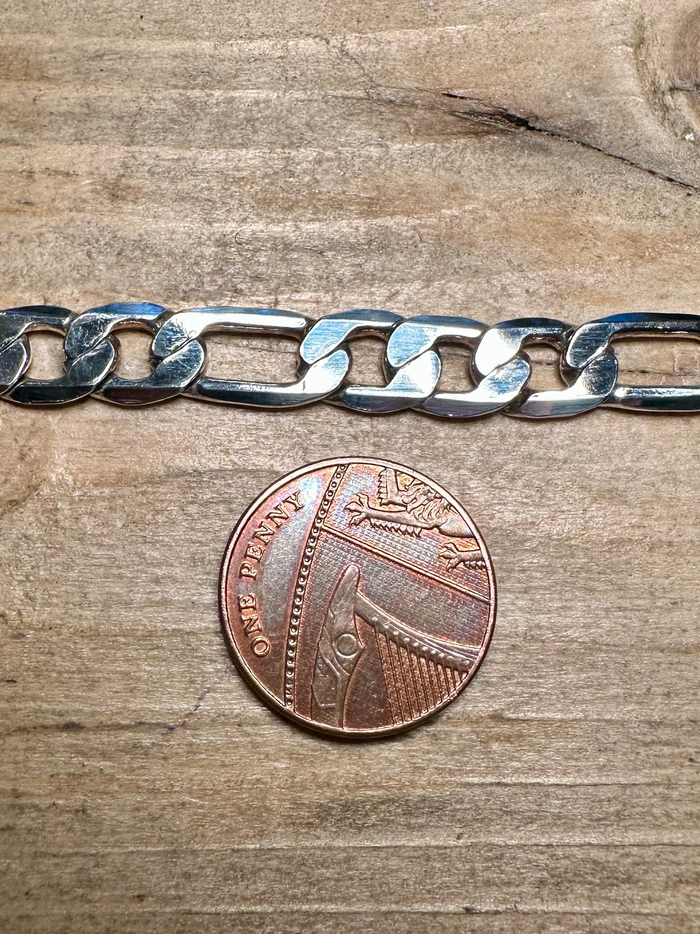 Modern Figaro Curb Chain 925 Silver 7.8 inch Bracelet