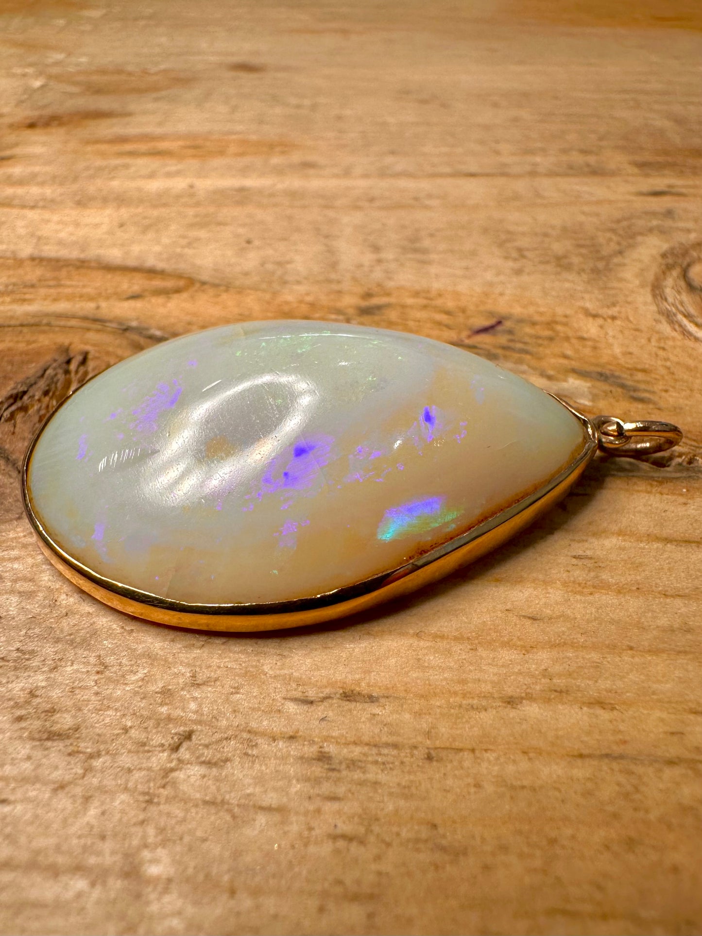 Vintage 9ct Gold Natural Opal Pear Drop Pendant
