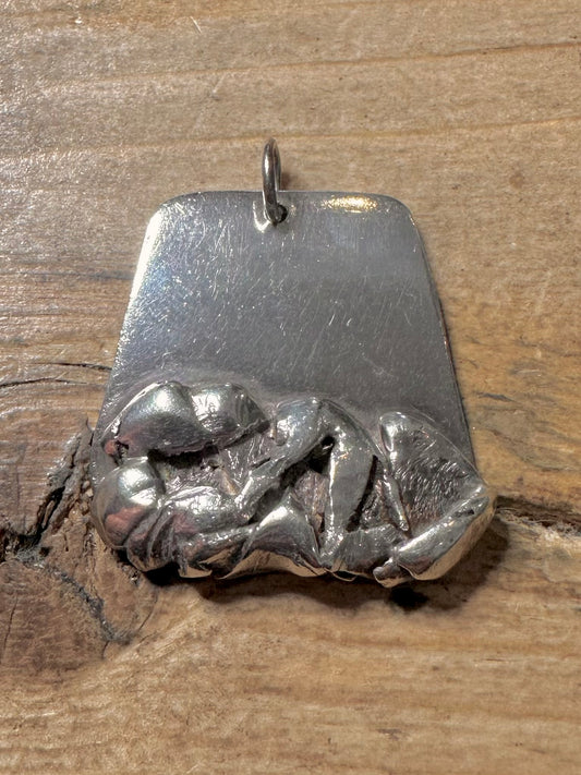 Brutalist 1977 Maker MJG Edinburgh 925 Silver Pendant