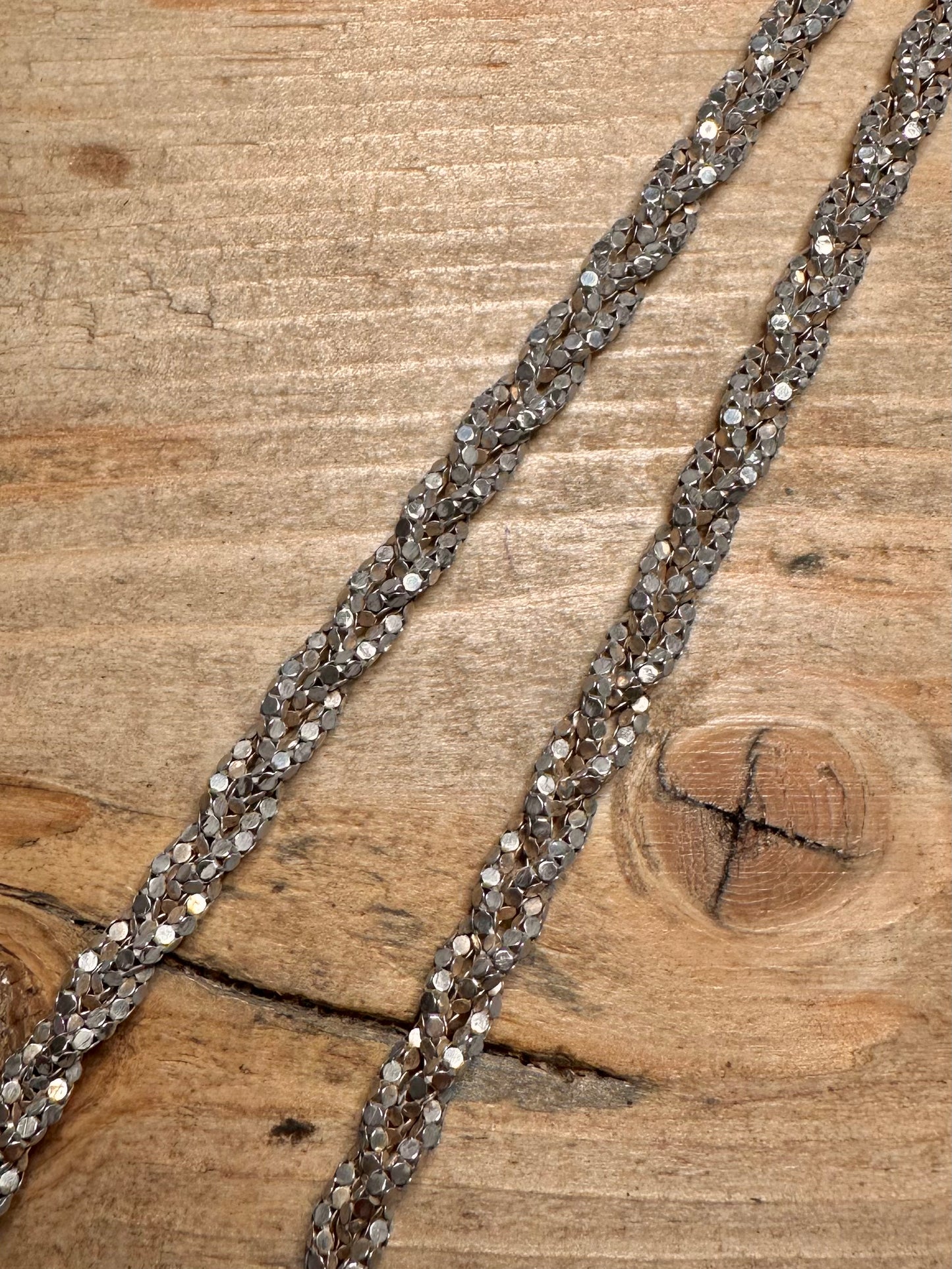 Vintage Woven Link 925 Silver 18.5 inch Necklaxe