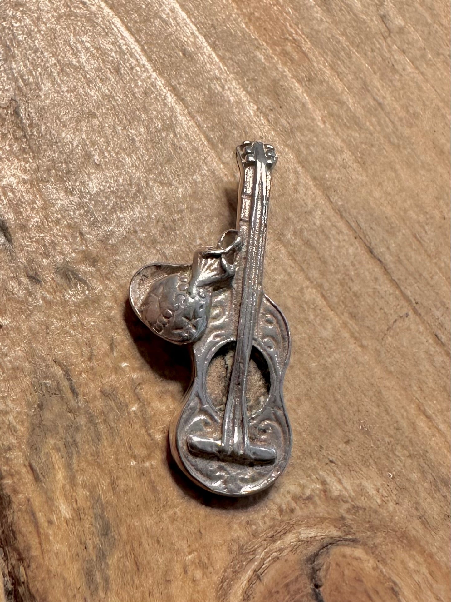Vintage Guitar 925 Silver Charm Pendant