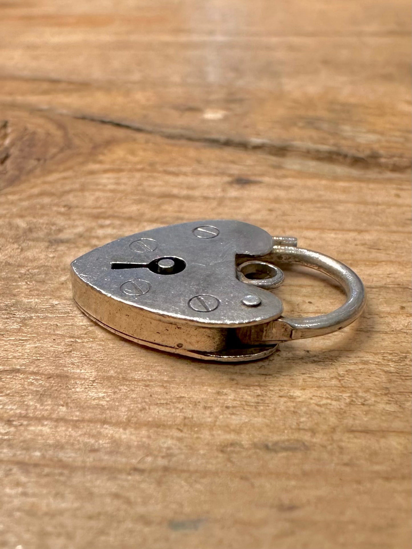 Vintage Heart Padlock 925 Silver Pendant