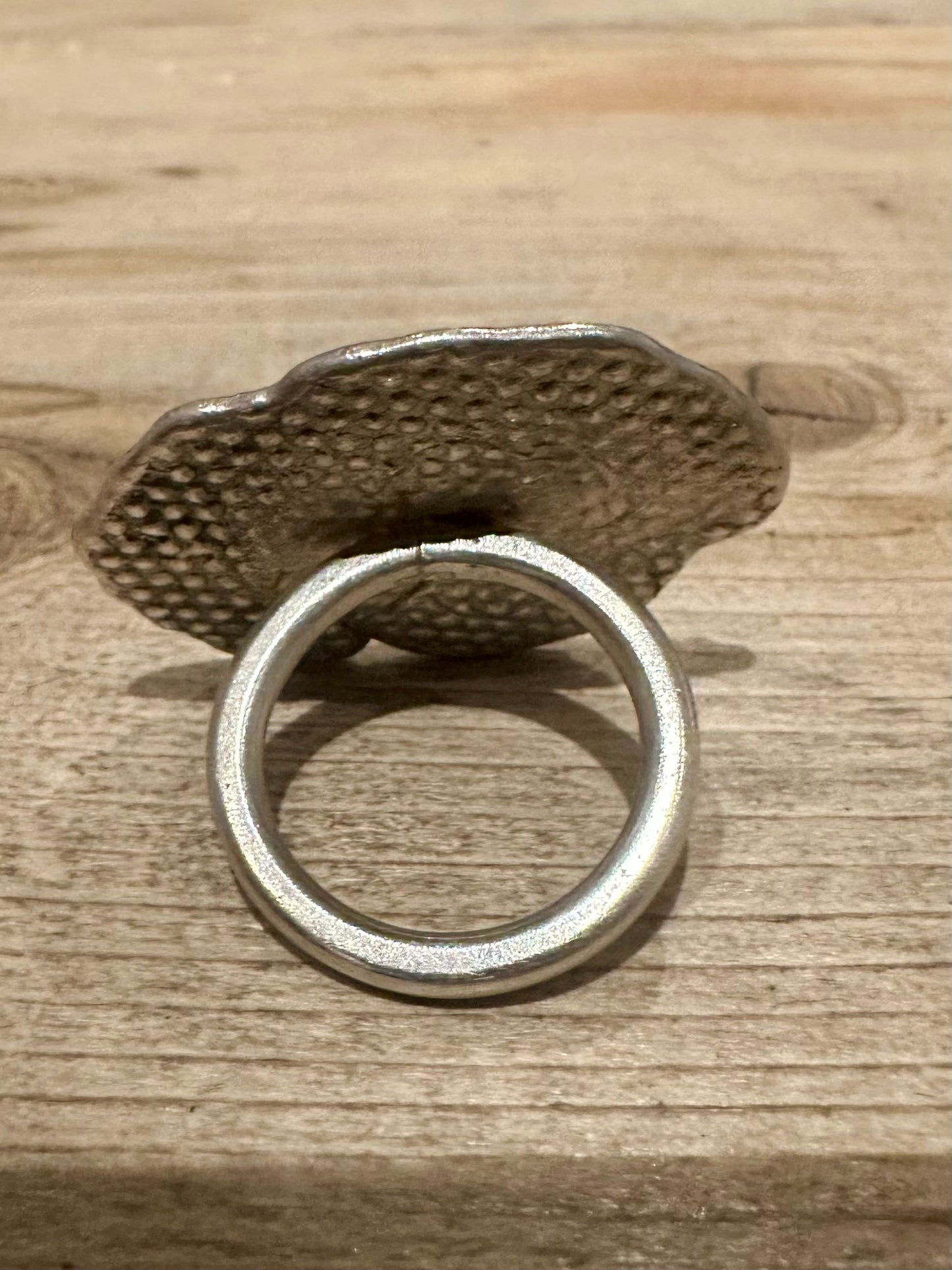 Abstract Hammered Textured Handmade 925 Silver Size P Ring