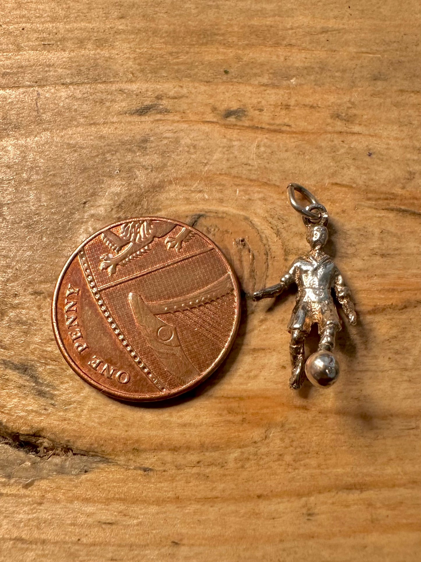 Vintage Footballer 925 Silver Charm Pendant