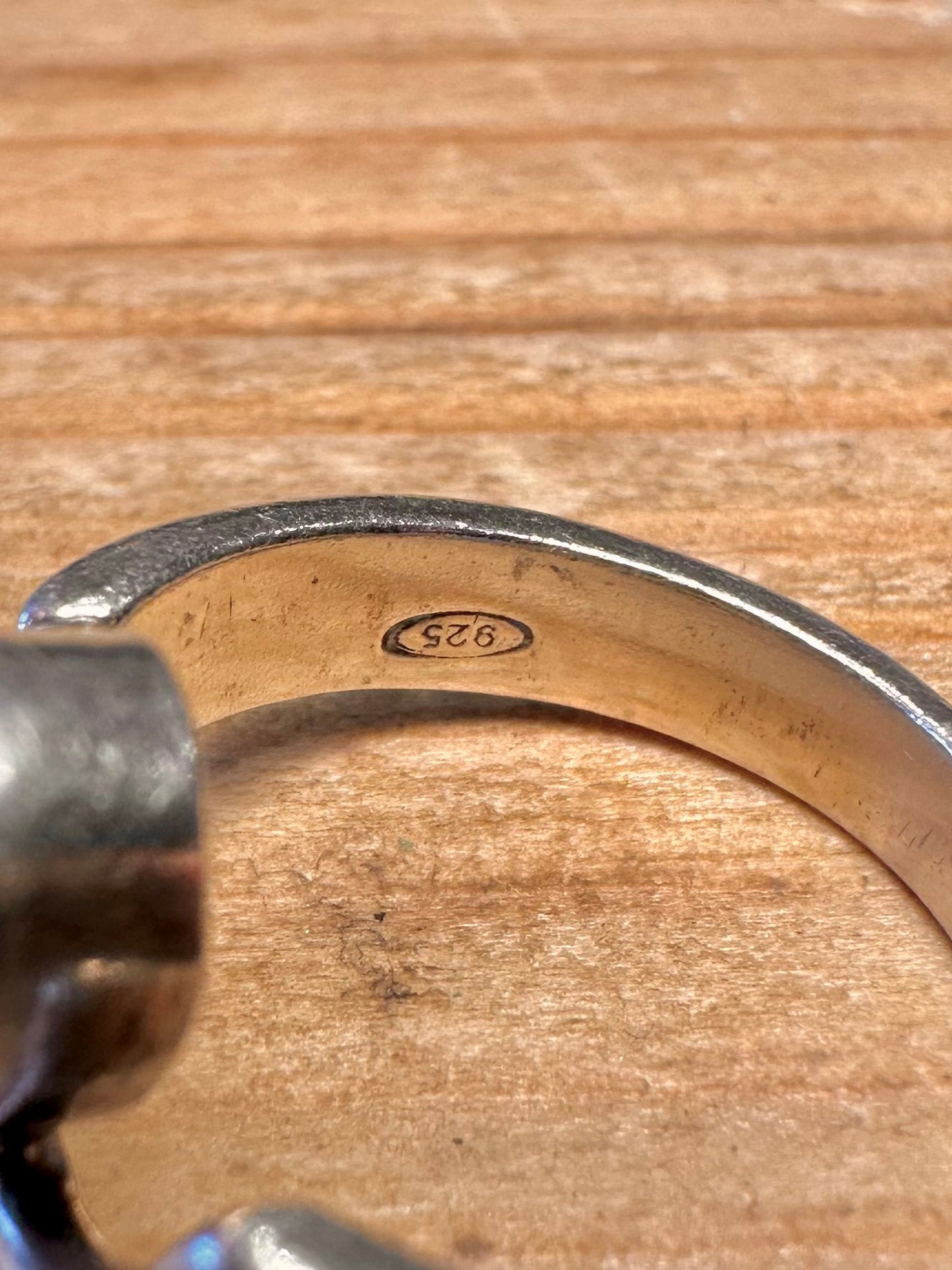 Abstract Lapis 925 Sterling Silver Size R Ring