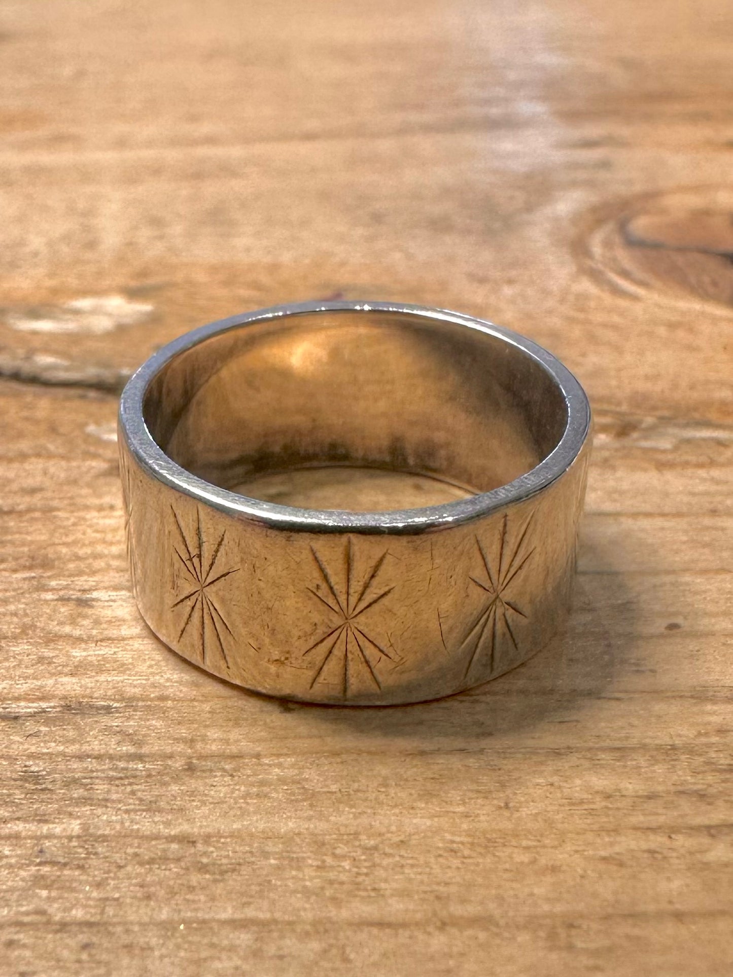 Vintage X Engraved Band 925 Silver Size i1/2 Ring