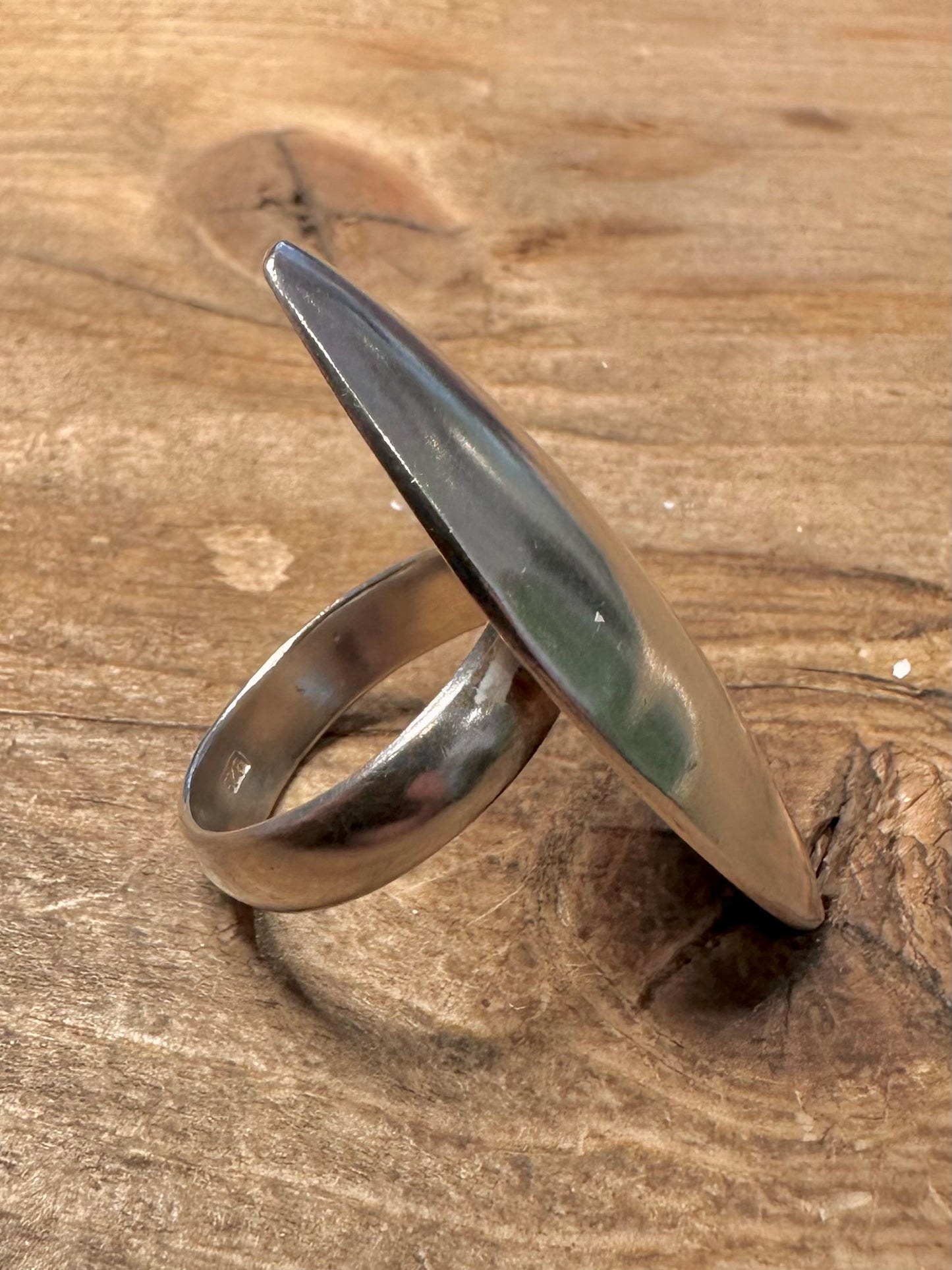 Abstract Long 925 Silver Size O1/2 Ring