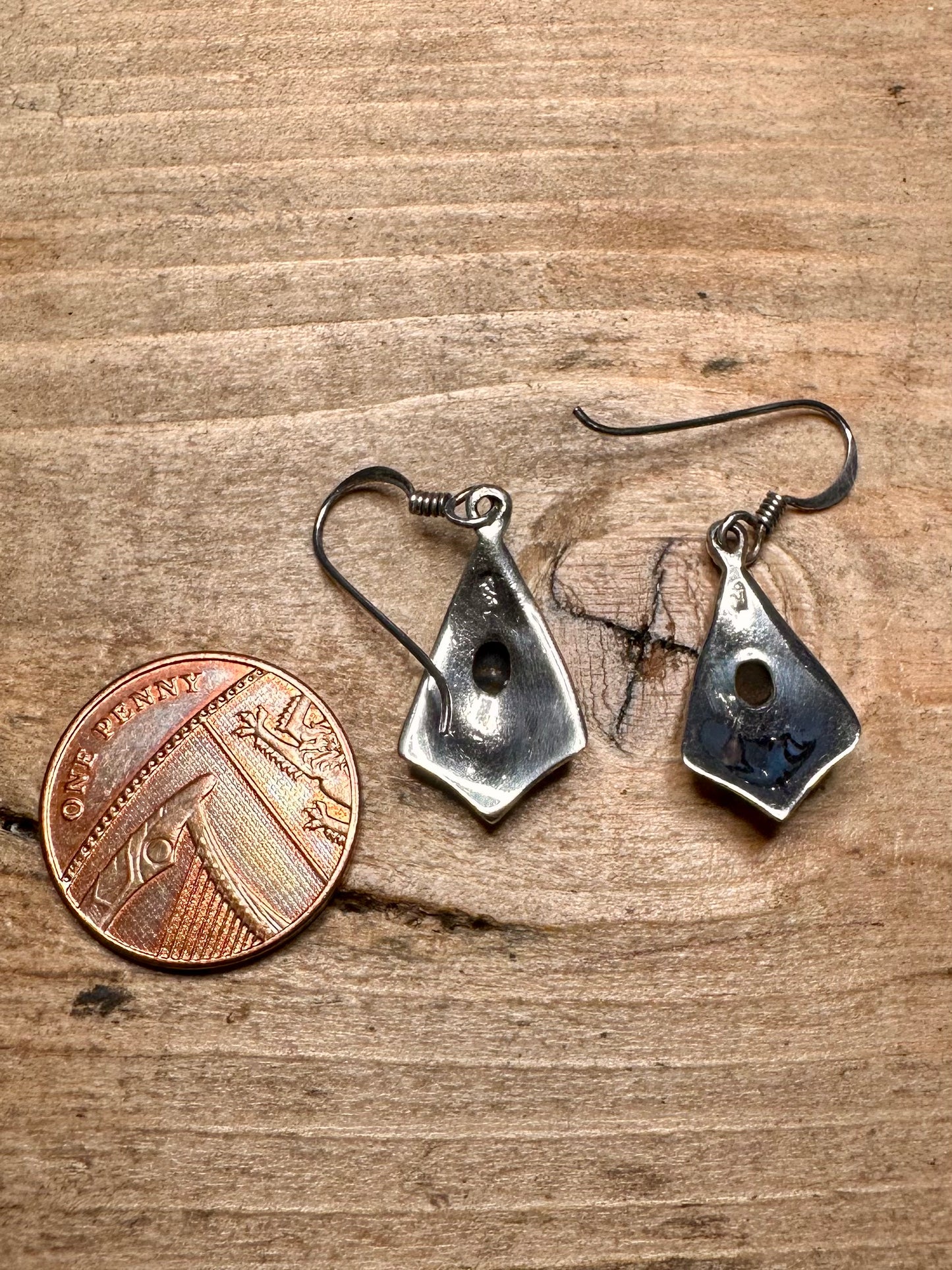 Vintage Abalone Dangle Ornate 925 Silver Earrings