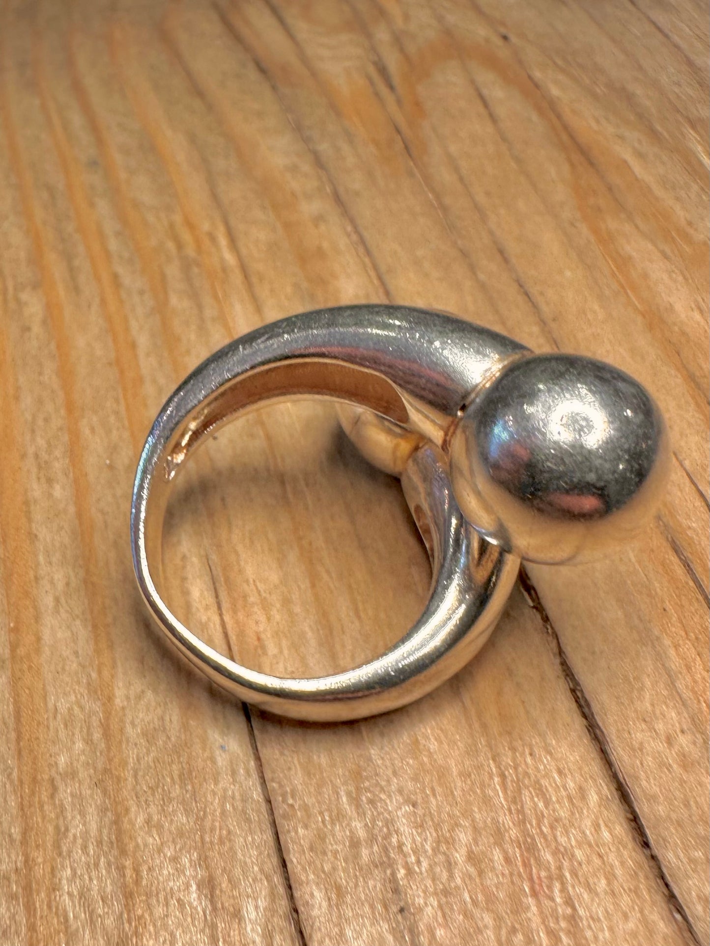 Abstract Overlapping Ball 925 Sterling Silver Size P Ring