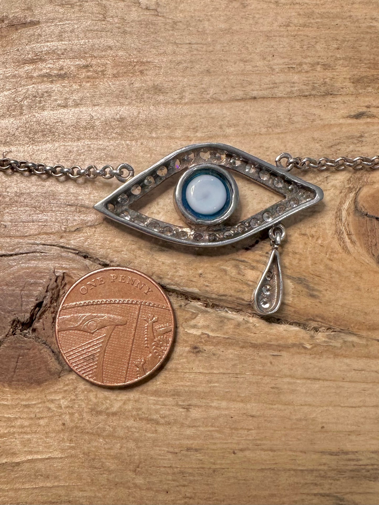 Vintage Evil Eye Belcher Chain 925 Silver 18.5 inch Necklace