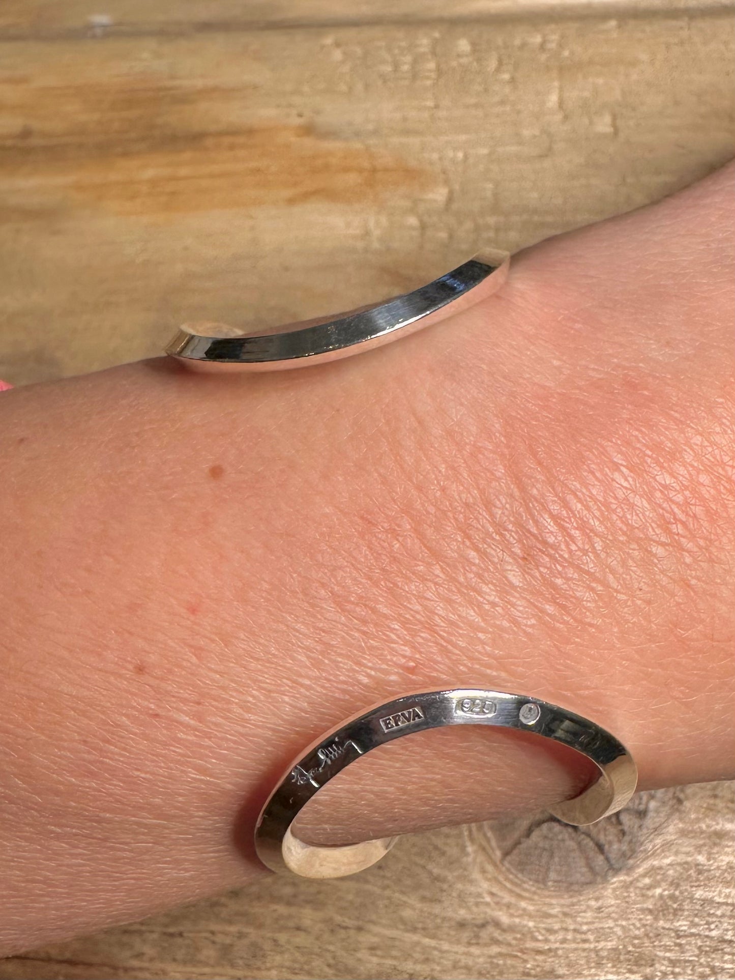 Abstract Shape Designer 925 Silver Cuff Bangle
